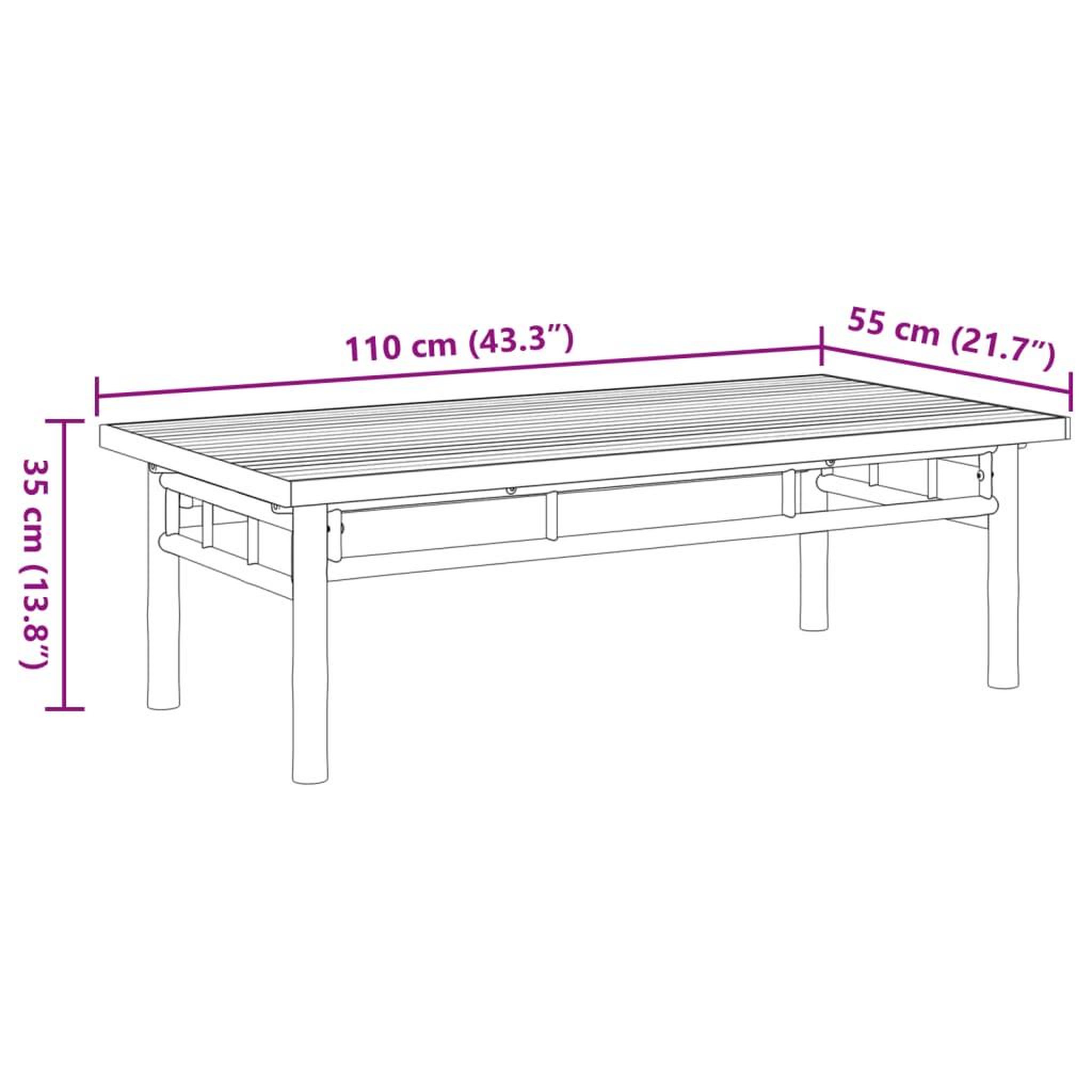 Voir la diapositive 6 : VIDAXL Table basse 110x55x35 cm bambou