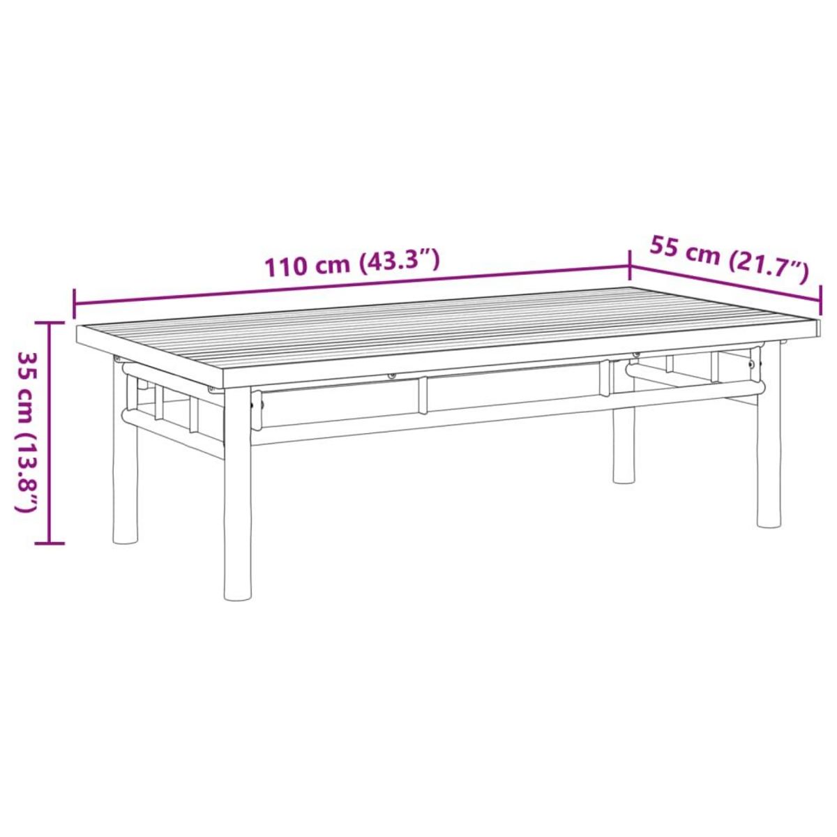 VIDAXL Table basse 110x55x35 cm bambou