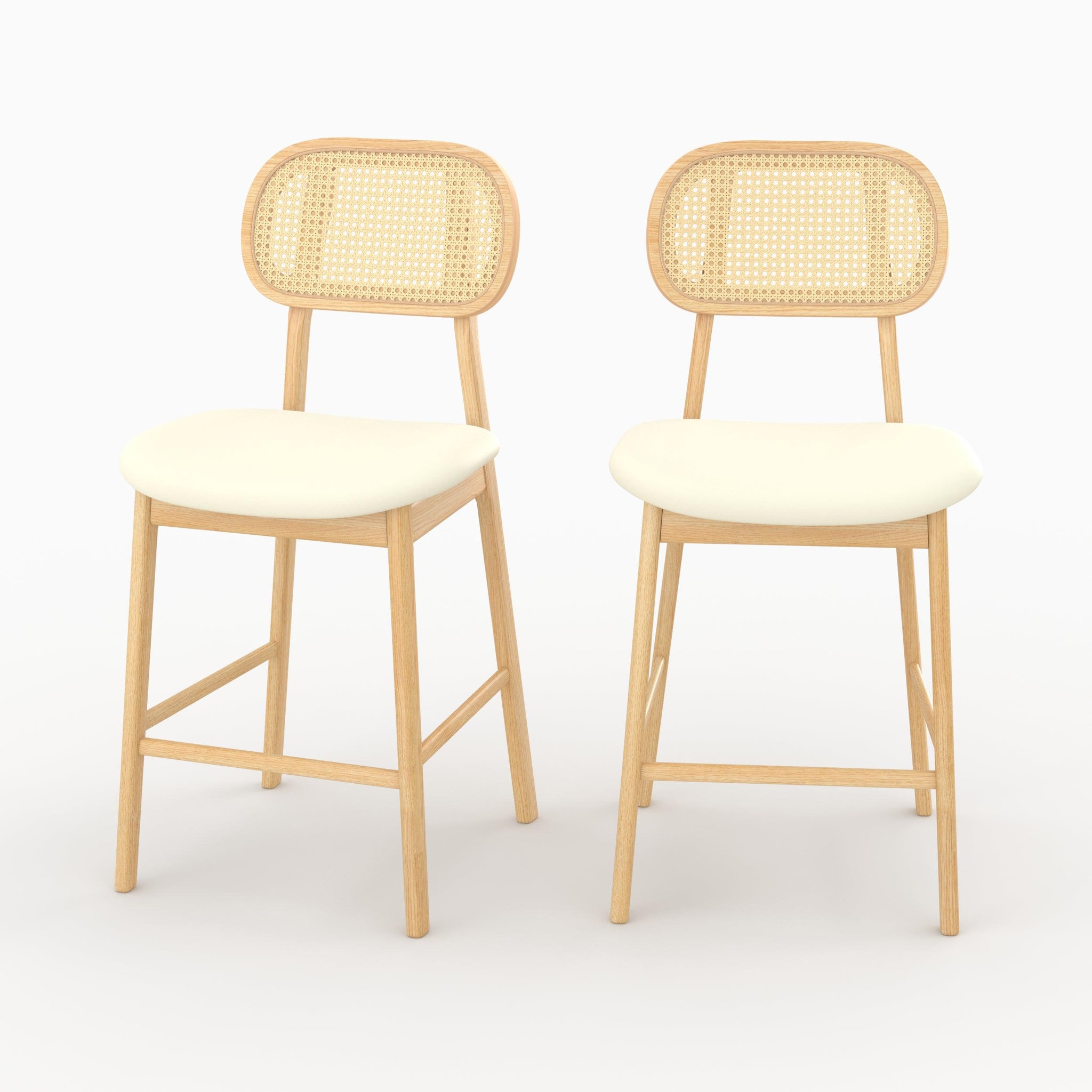MAISON PAVANE Lot de 2 chaises pour îlot central 64,5 cm en tissu beige-maria