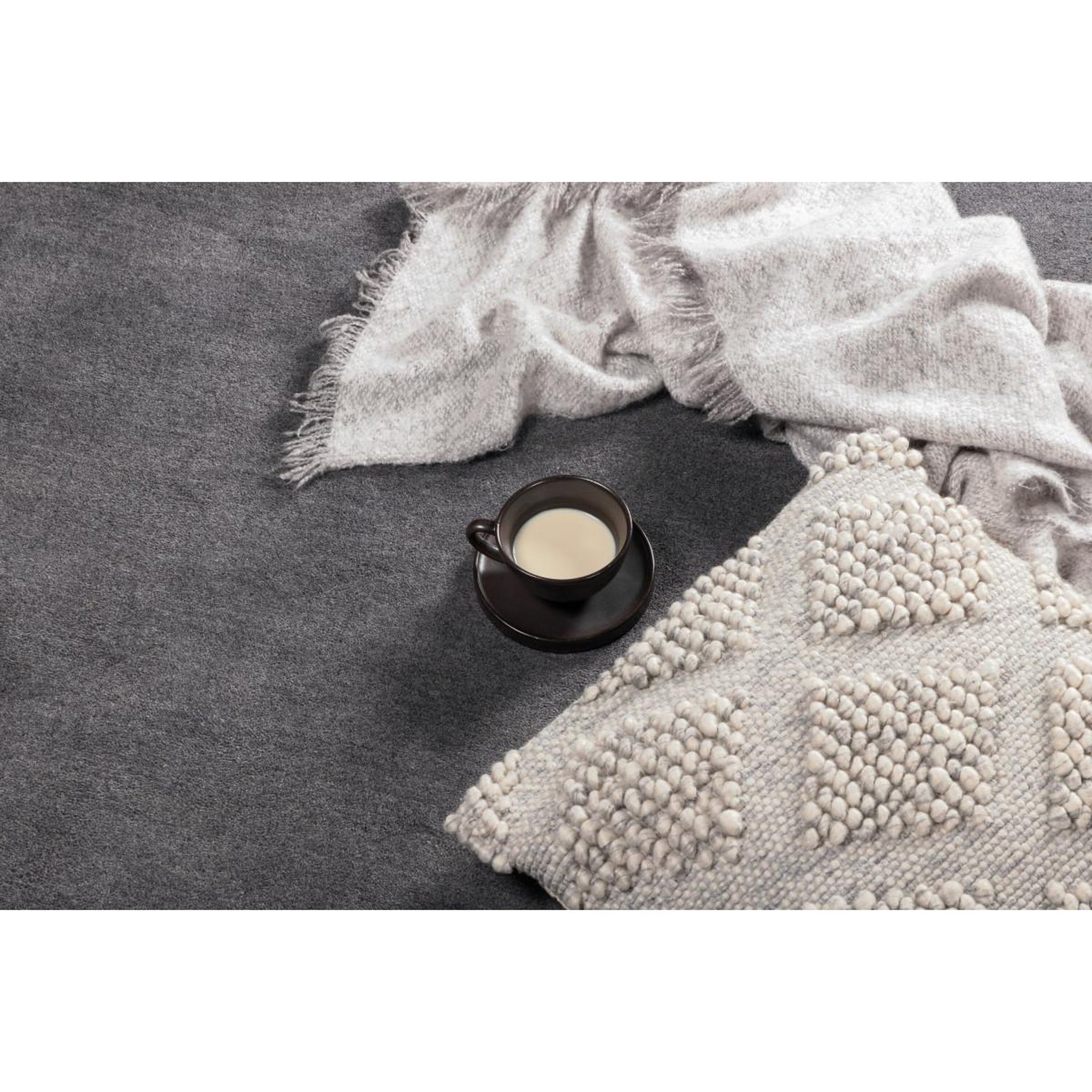 Voir la diapositive 4 : Paris Prix Tapis déco rond en laine  ulla  200cm gris foncé