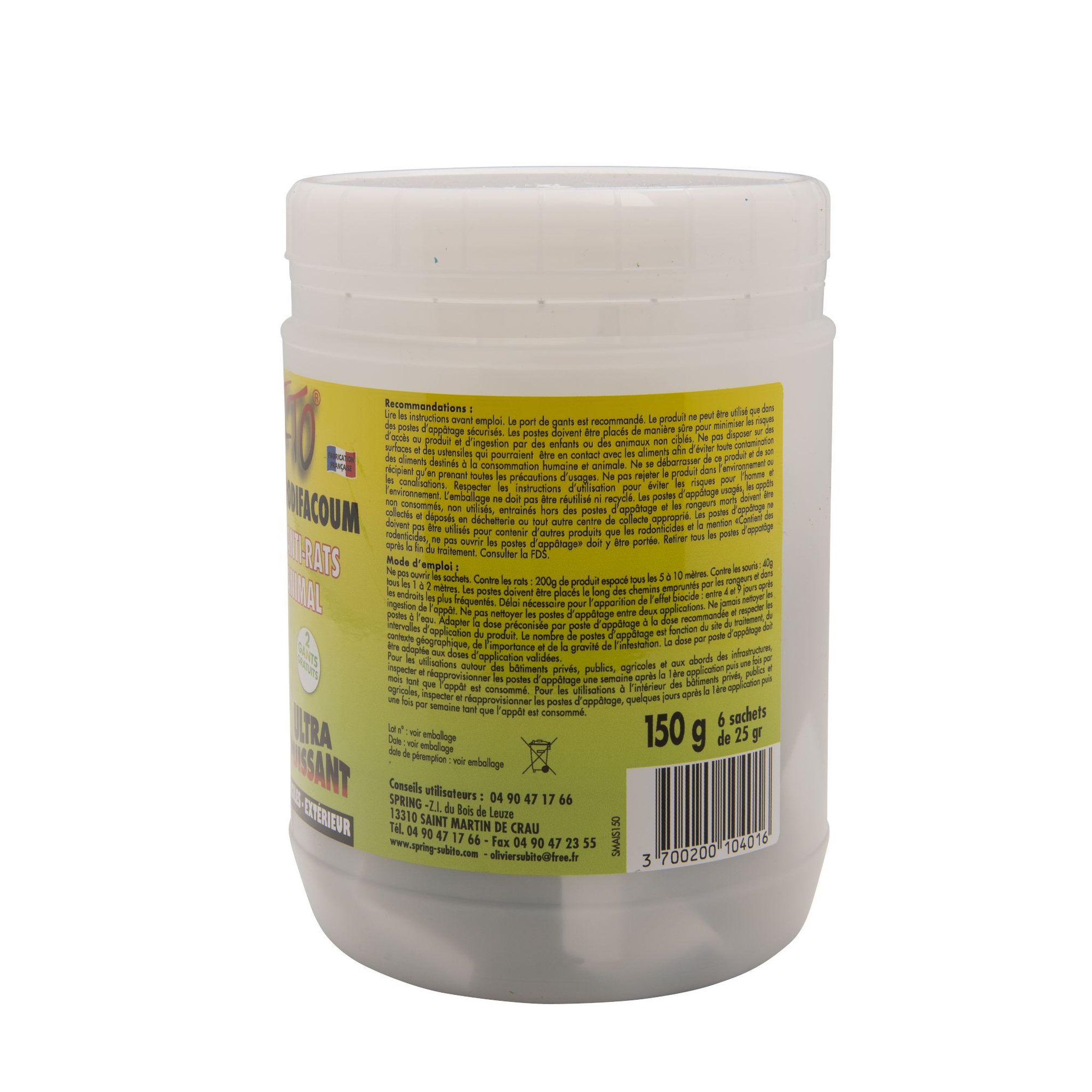 Voir la diapositive 2 : Subito Appât maïs concassé rats souris 150g SUBITO
