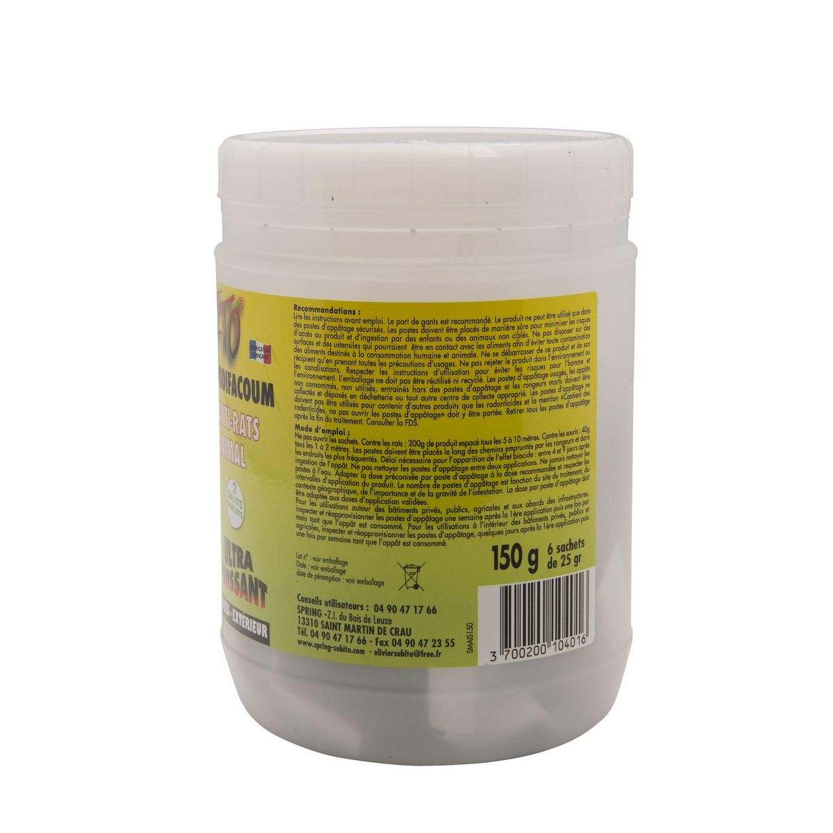 Subito Appât maïs concassé rats souris 150g SUBITO