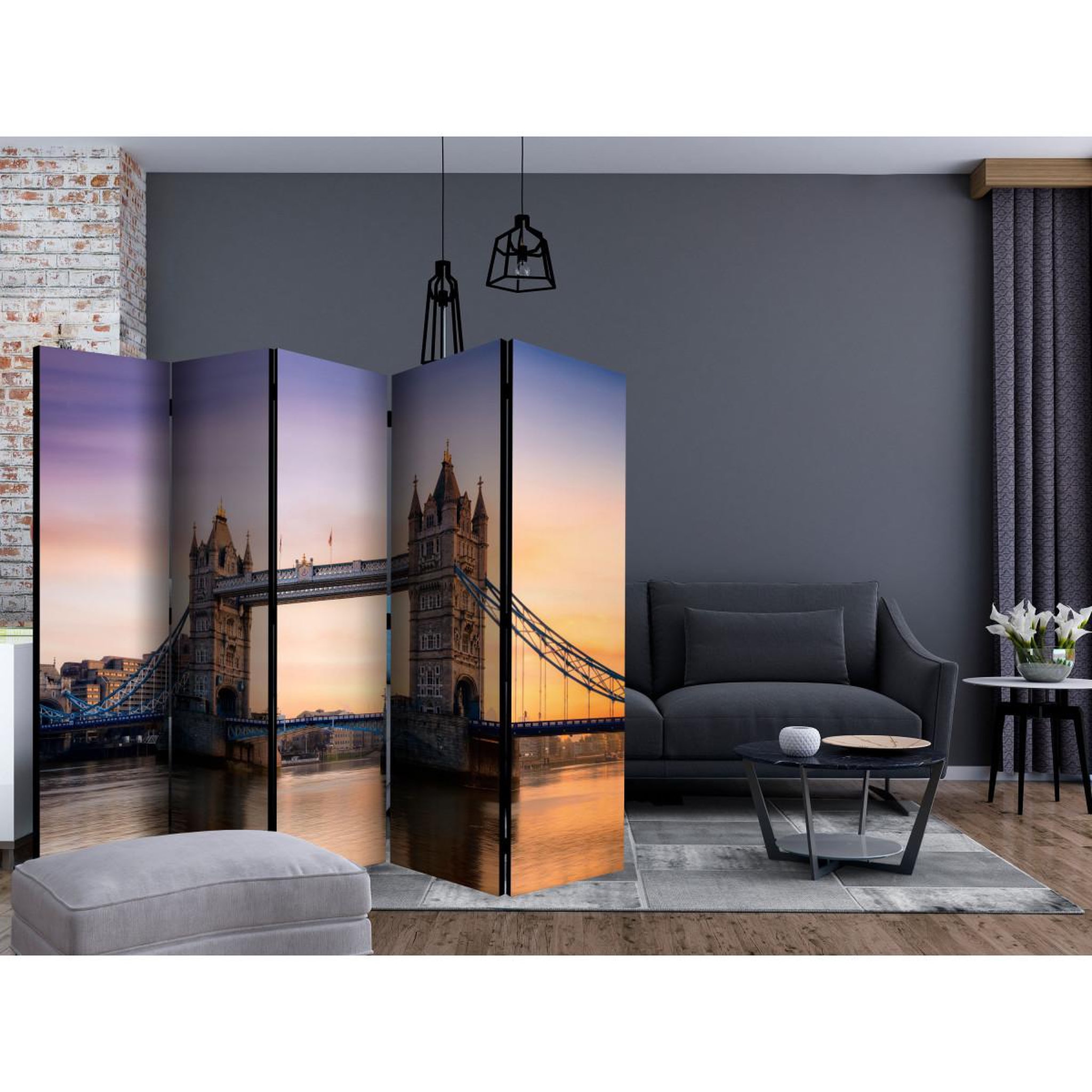 Voir la diapositive 2 : Paris Prix Paravent 5 volets  bridge at sunset  172x225cm