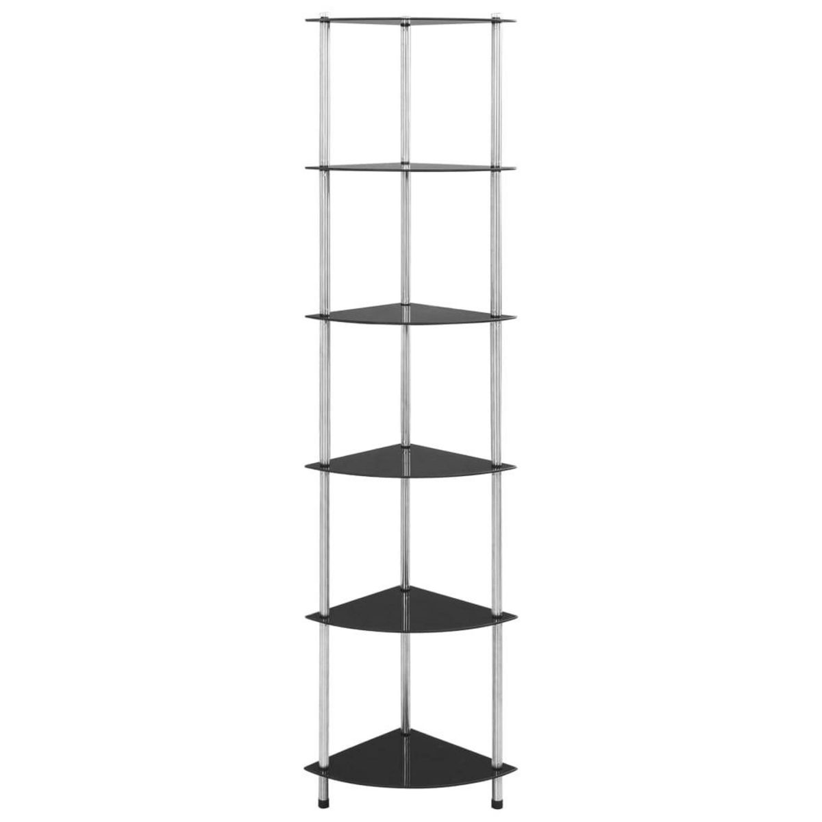VIDAXL Etagere a 6 niveaux Noir 30x30x160 cm Verre trempe