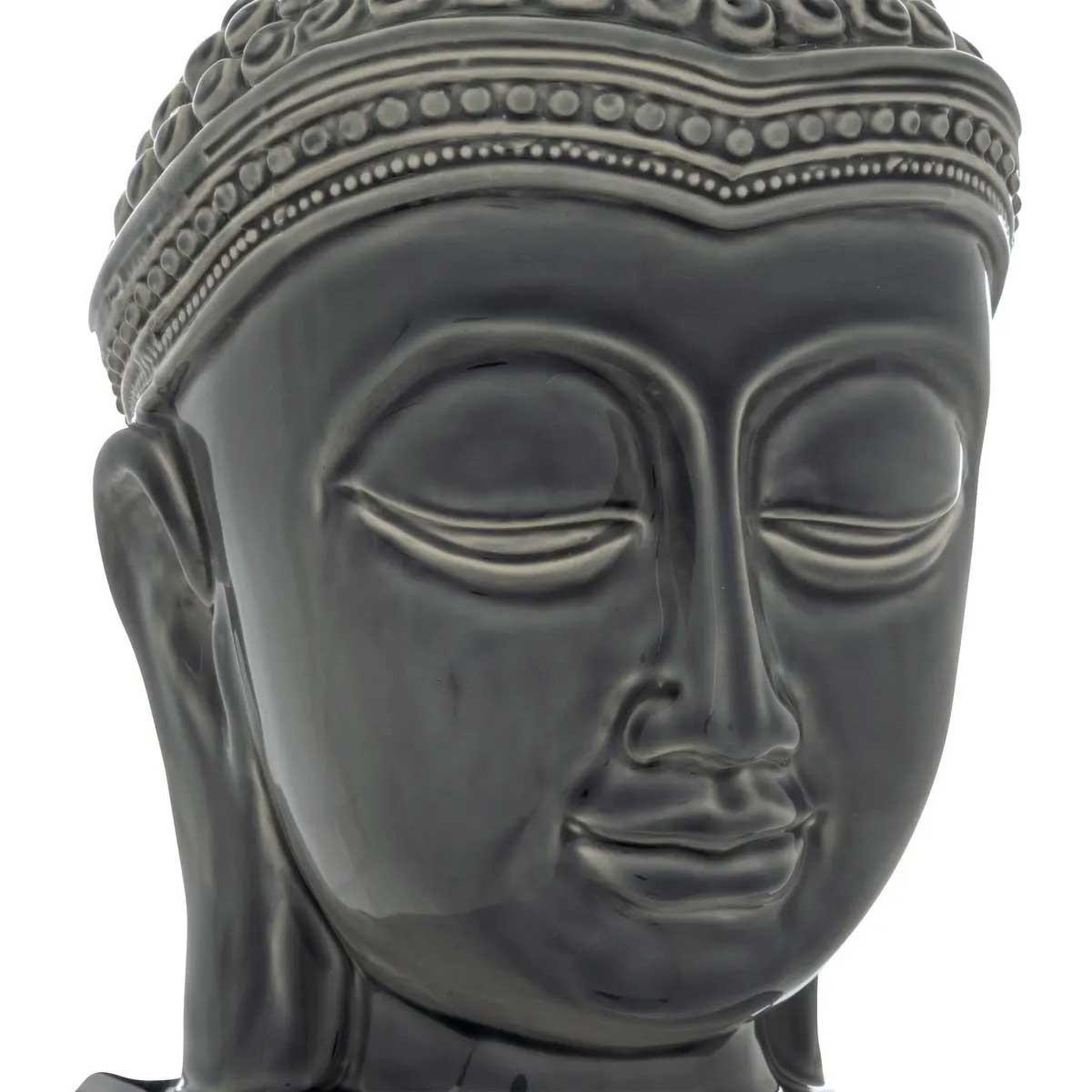 Voir la diapositive 2 : ATMOSPHERA Tête bouddha déco en céramique  yola  22cm gris