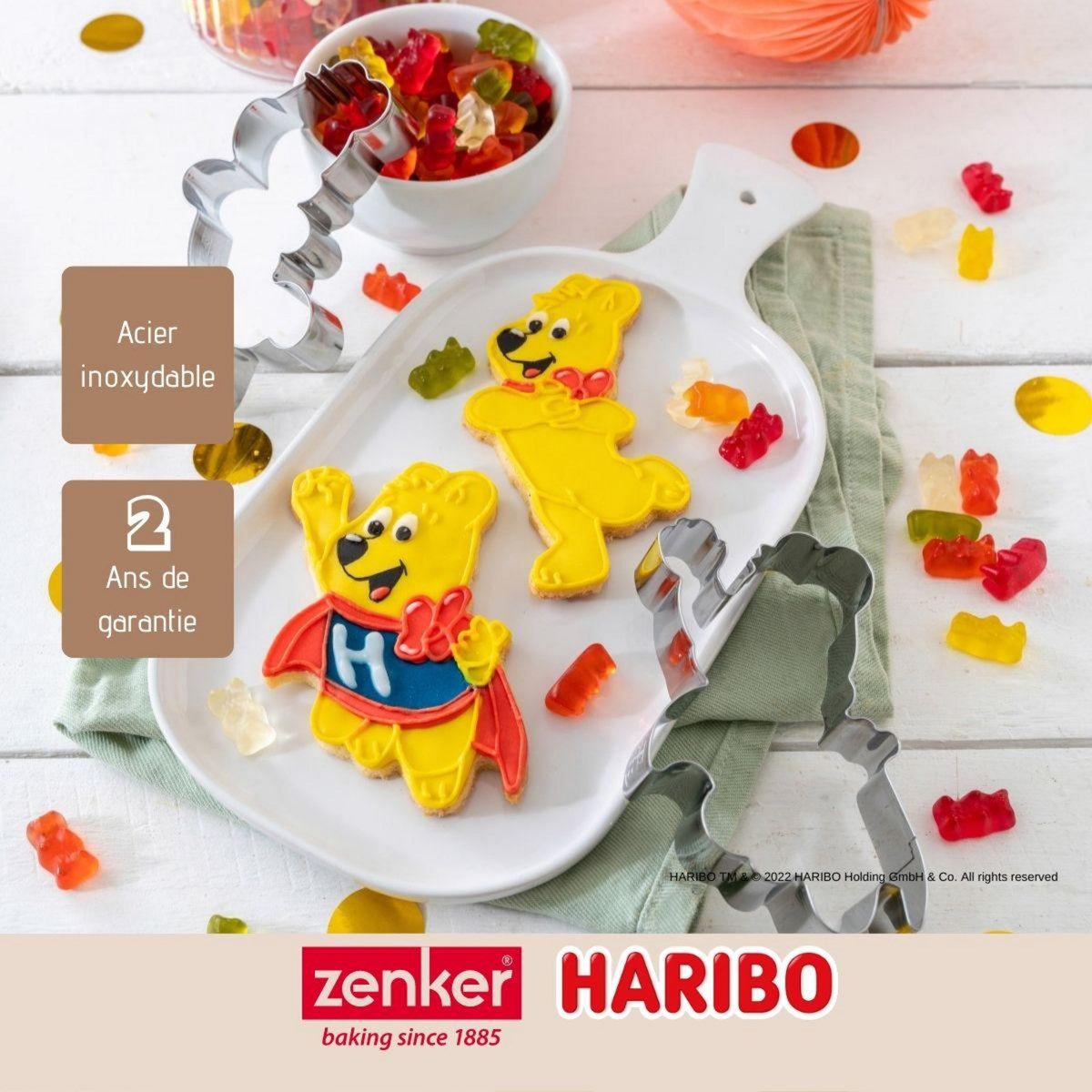 ZENKER Lot de 2 emporte-pièces en inox motif ourson doré Zenker Haribo