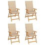Voir la diapositive 1 : VIDAXL Chaises de jardin lot de 4 avec coussins beige Bois teck solide