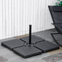 Voir la diapositive 2 : OUTSUNNY Pied de parasol lot de 4 dalles pour parasol à lester dim. tot. 100L x 100l x 6,8H cm HDPE surface granuleuse noir