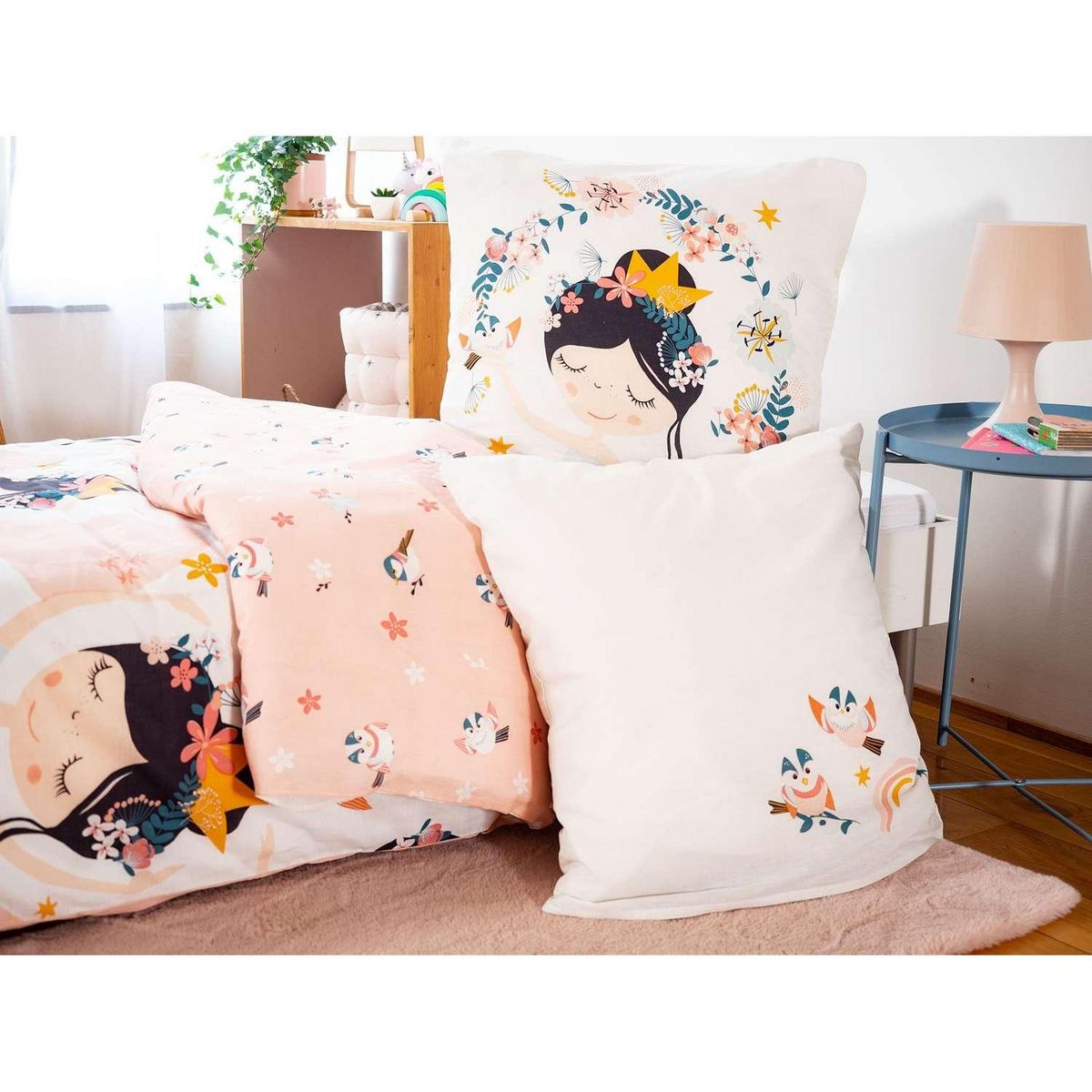 COTE DECO Parure de lit enfant Princesse - Polycoton 51 fils - 140 x 200 cm