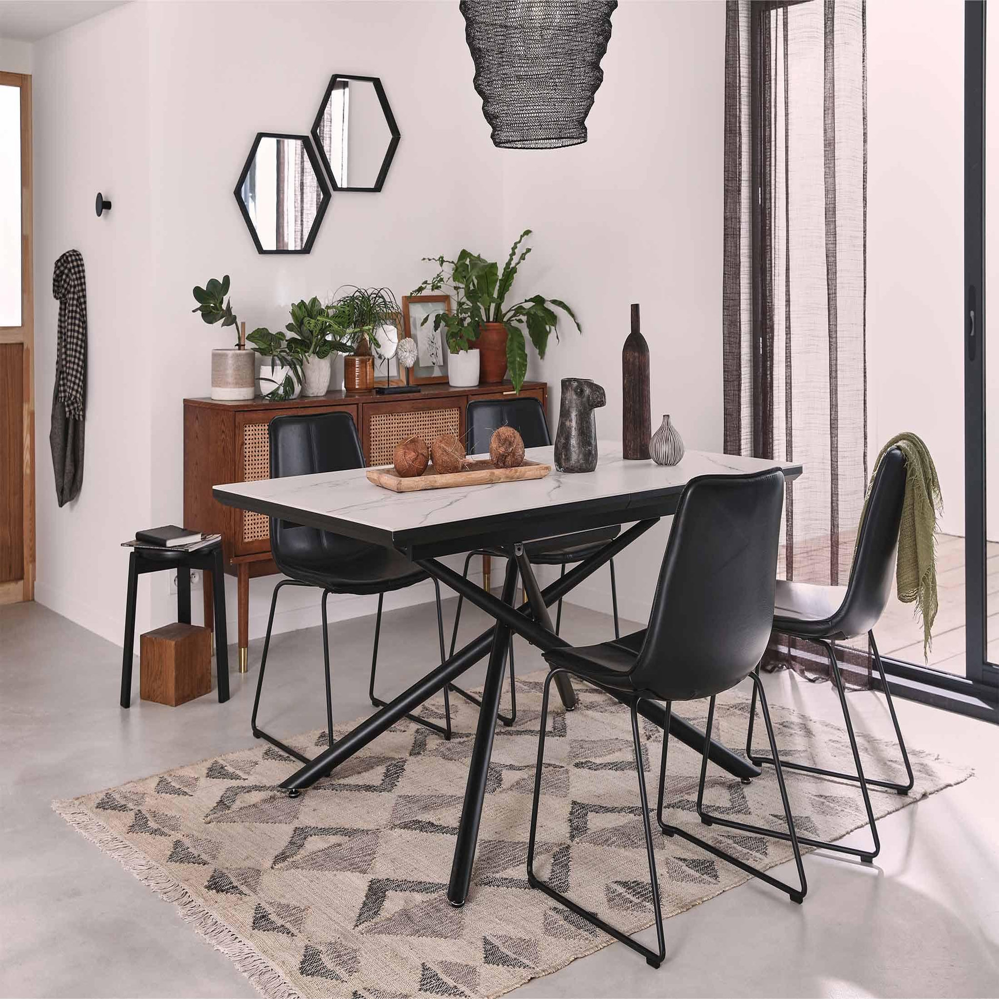 Voir la diapositive 3 : BEST MOBILIER Sullana - table à manger extensible - effet marbre - 4 à 6 personnes