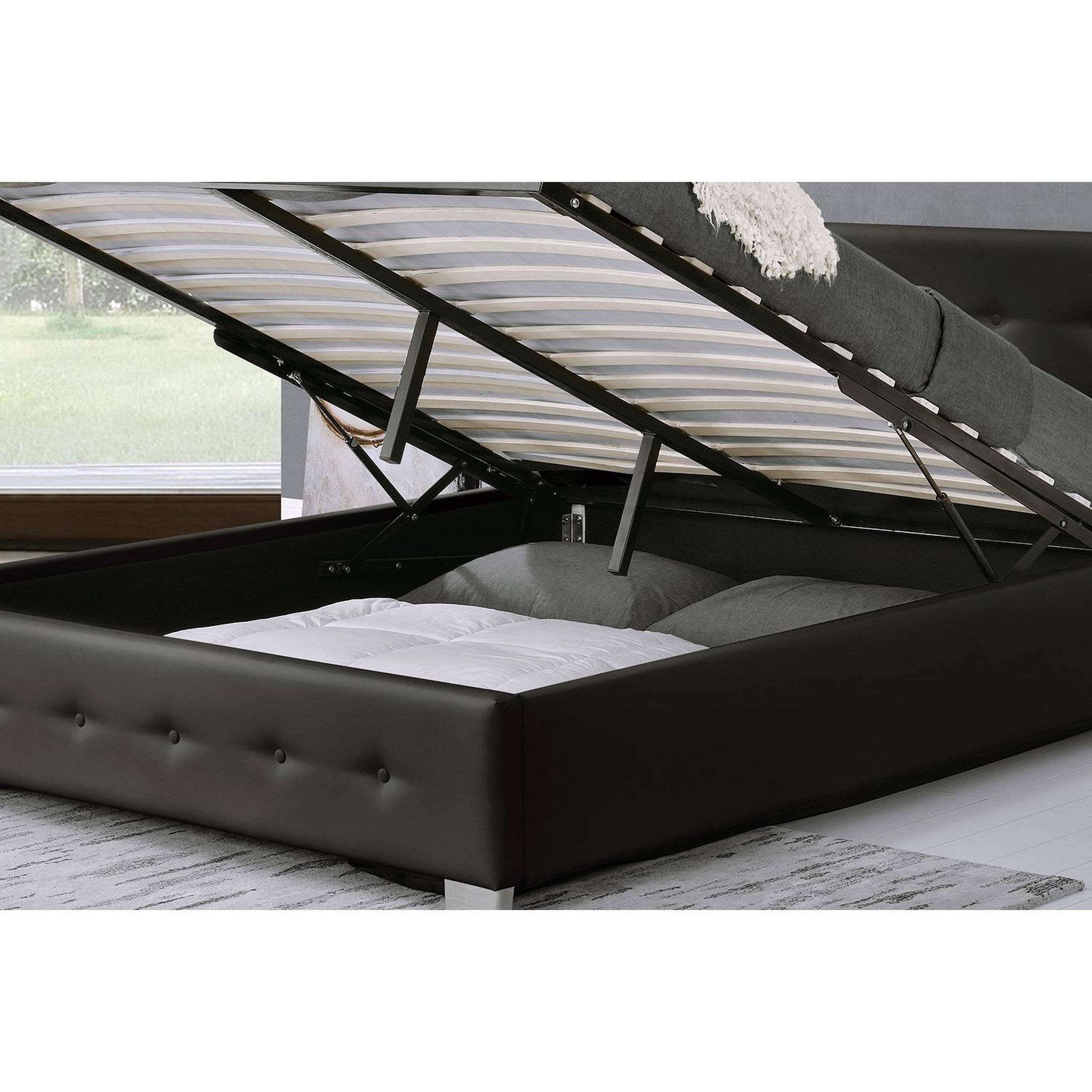 Voir la diapositive 6 : CONCEPT USINE Lit coffre 140 x 190 cm noir newington