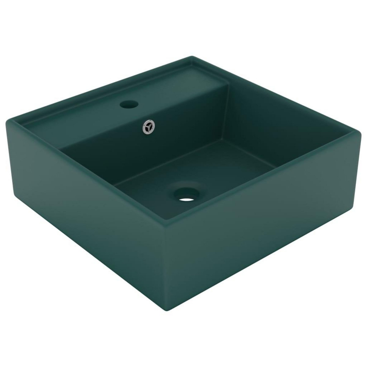 VIDAXL Lavabo carre a trop-plein Vert fonce mat 41x41 cm Ceramique