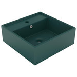 VIDAXL Lavabo carre a trop-plein Vert fonce mat 41x41 cm Ceramique