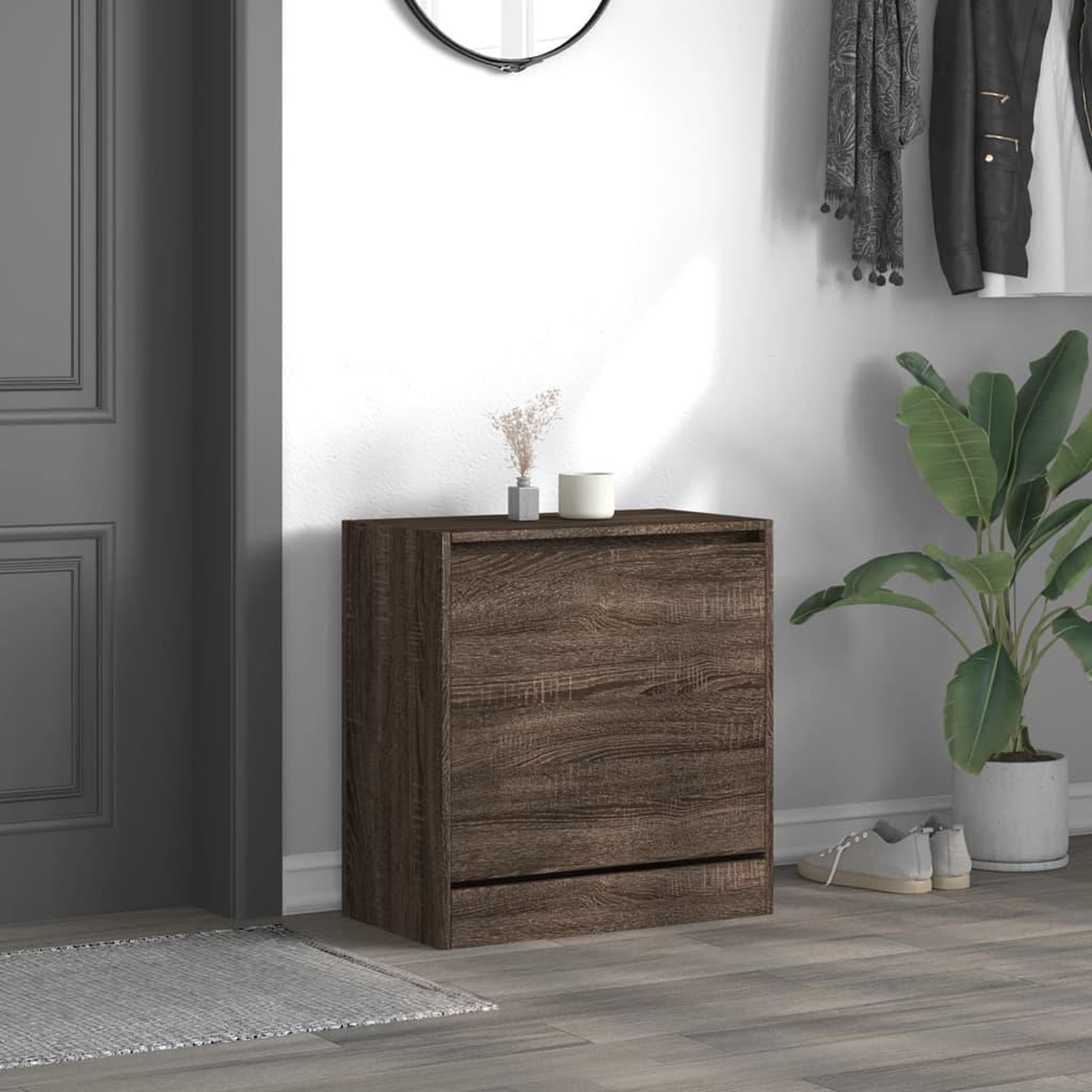 Voir la diapositive 3 : VIDAXL Armoire a chaussures chene marron 60x34x63,5 cm bois ingenierie