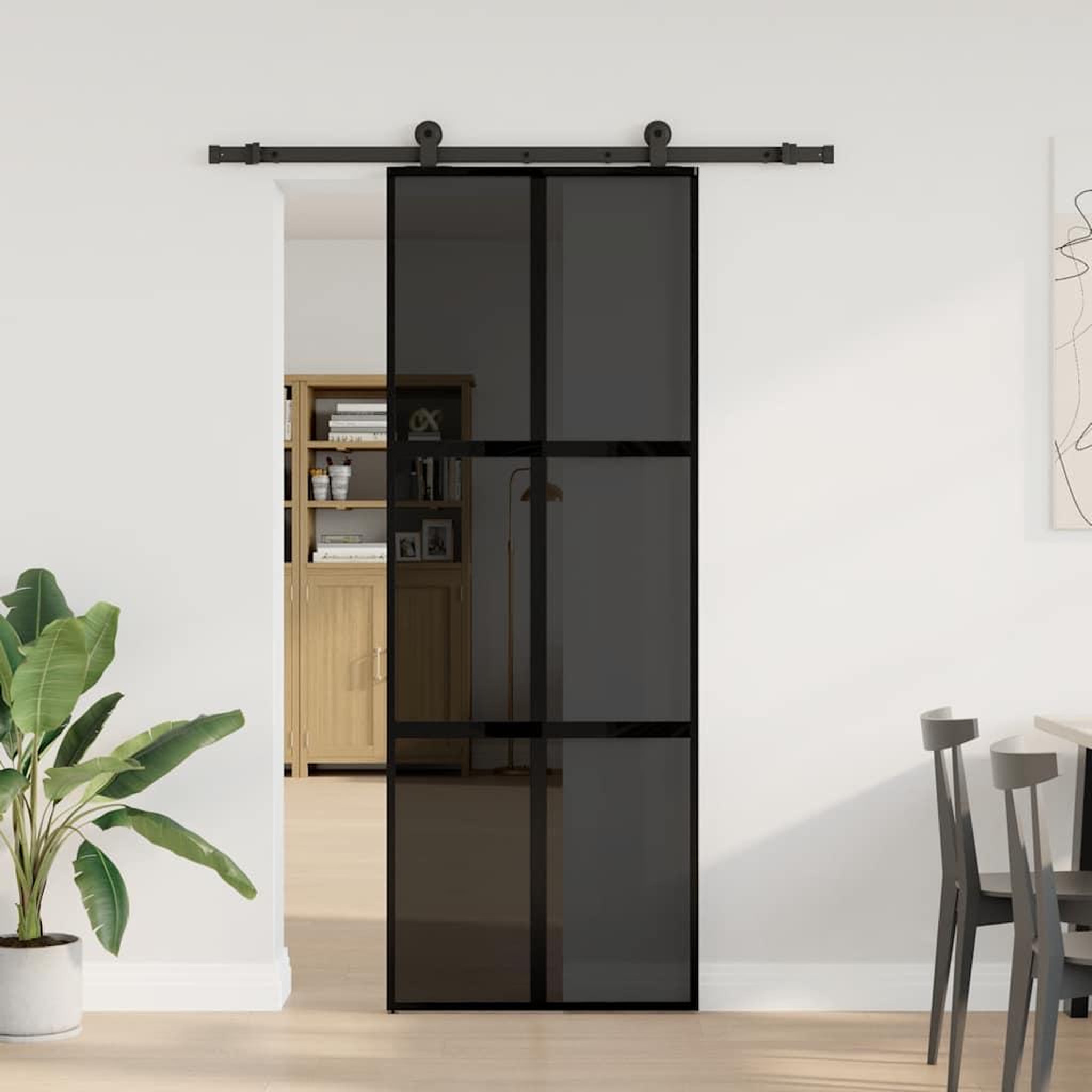 Voir la diapositive 2 : VIDAXL Porte coulissante kit de quincaillerie trempe verre aluminium