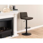 LISA DESIGN Alora - lot de 2 tabourets - ajustables et pivotants - en tissu texturé et suédine - gris anthracite. Coloris disponibles : Gris