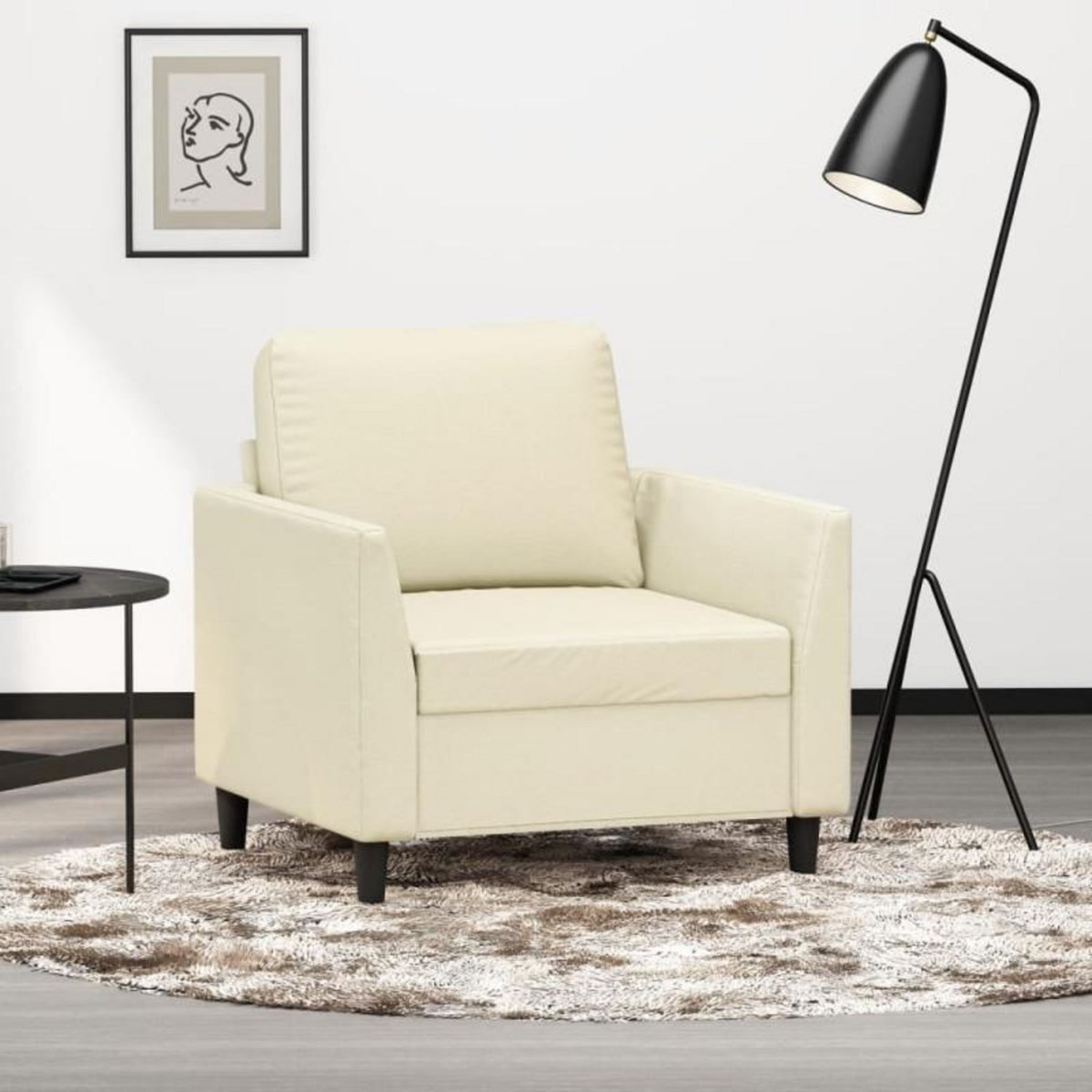 VIDAXL Fauteuil Crème 60 cm Similicuir