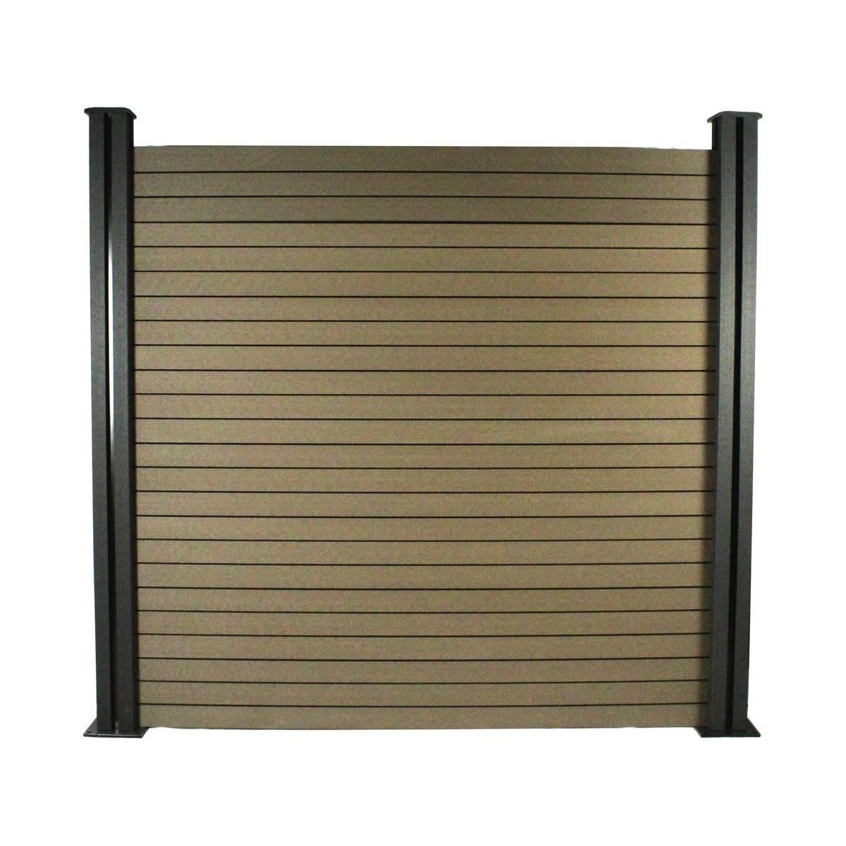 Habitat et Jardin Kit Clôture 4.8 x 1.2 m composite - Kit de fixation offert - Marron