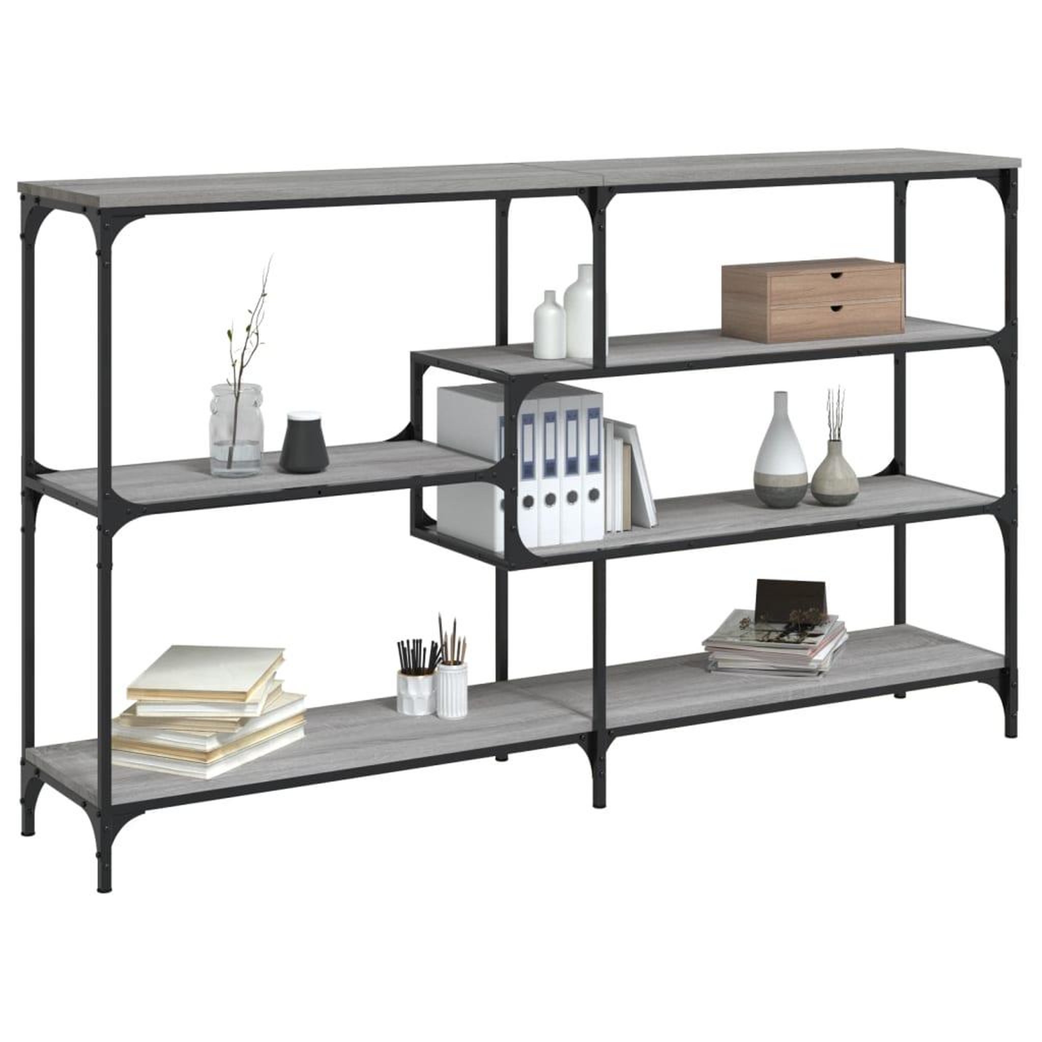 Voir la diapositive 3 : VIDAXL Table console sonoma gris 160x32x95 cm bois d'ingenierie
