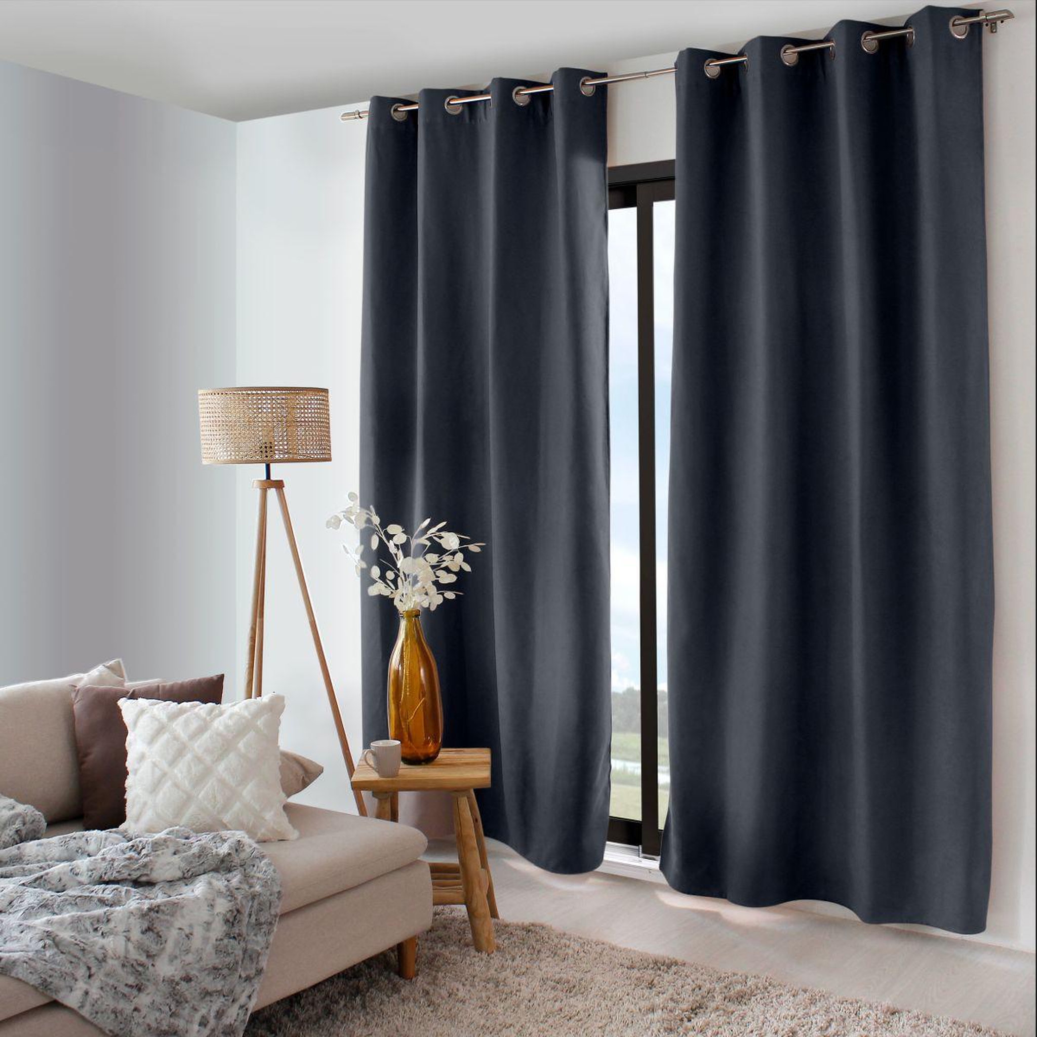 ENJOY HOME Rideau thermique occultant   nordica  135x240cm gris foncé