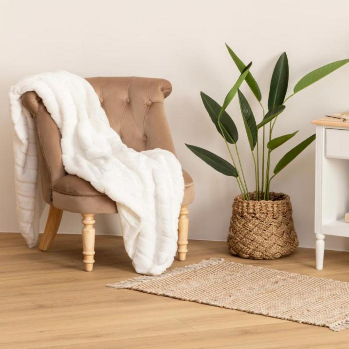 ATMOSPHERA Plaid Imitation Fourrure  Manoir  120x160cm Blanc