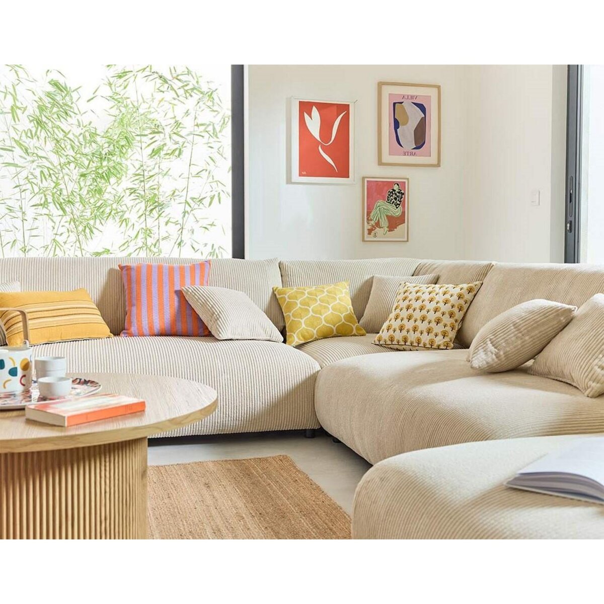 LISA DESIGN Garance - canapé modulable d'angle gauche - 8 places - en velours côtelé