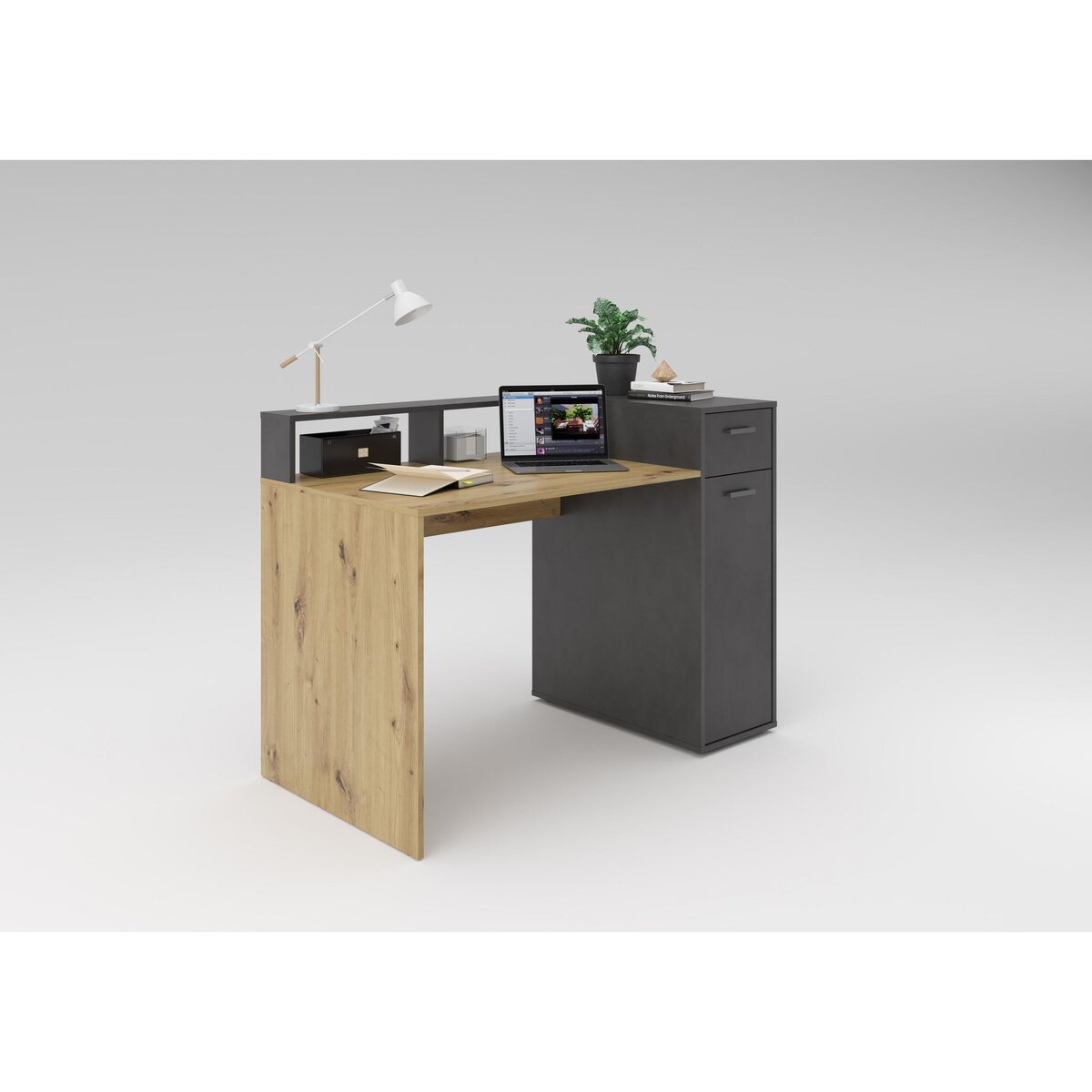 Bureau droit 1 porte 1 tiroirs L120cm TORONTO