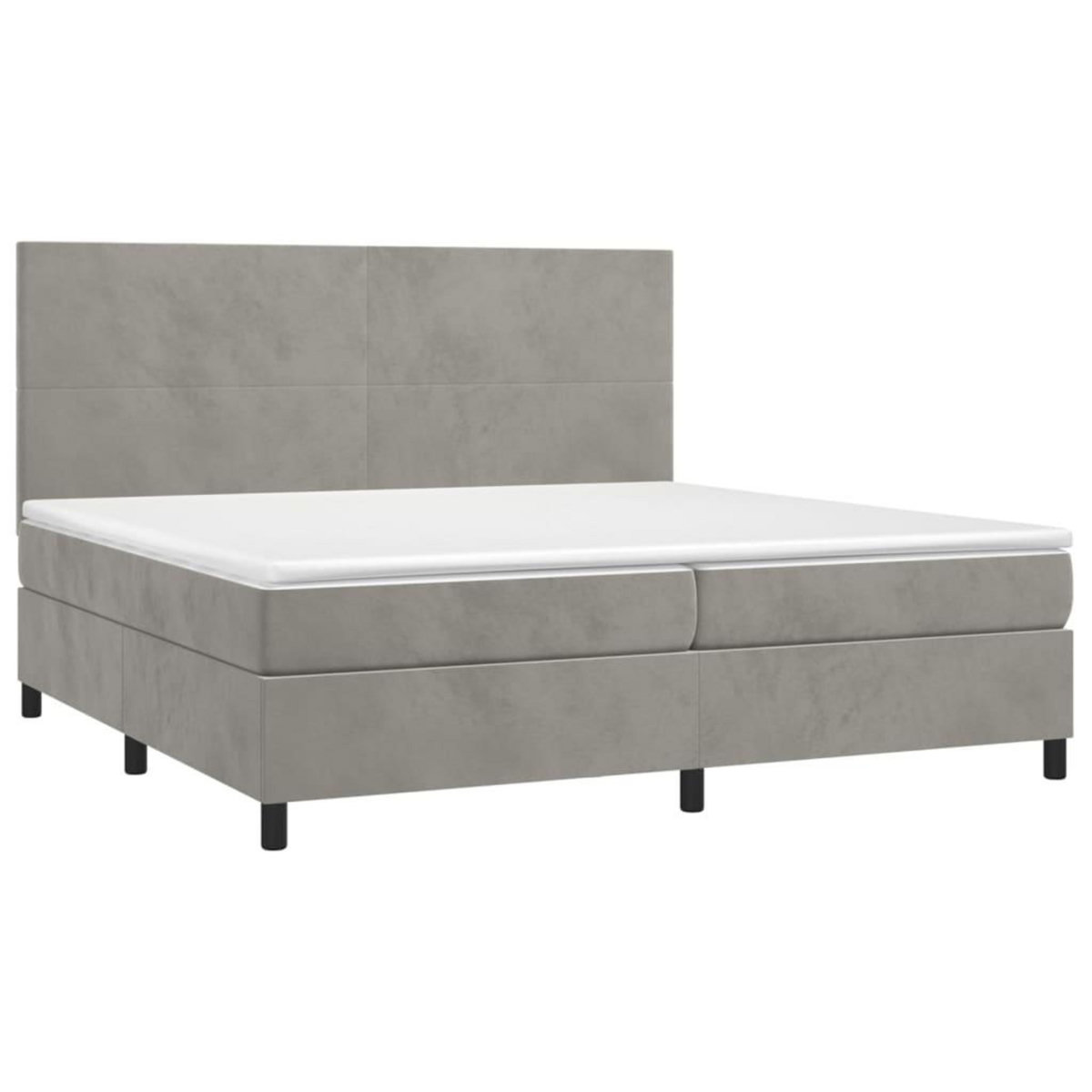 VIDAXL Sommier a lattes de lit et matelas Gris clair 200x200cm Velours