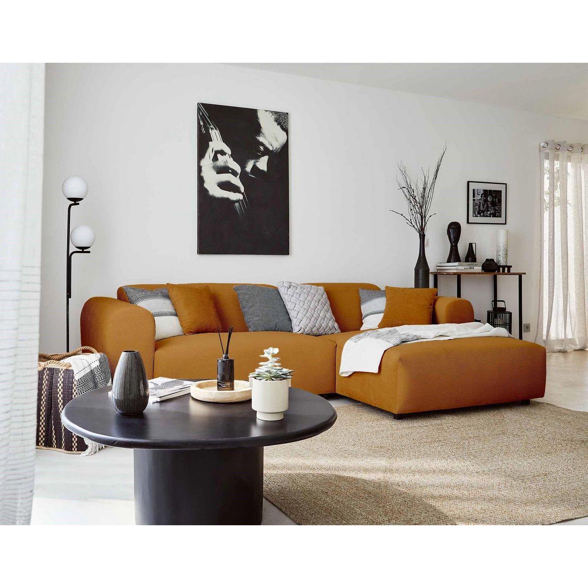 LISA DESIGN Aumance - canapé d'angle droit 4 places - en velours côtelé