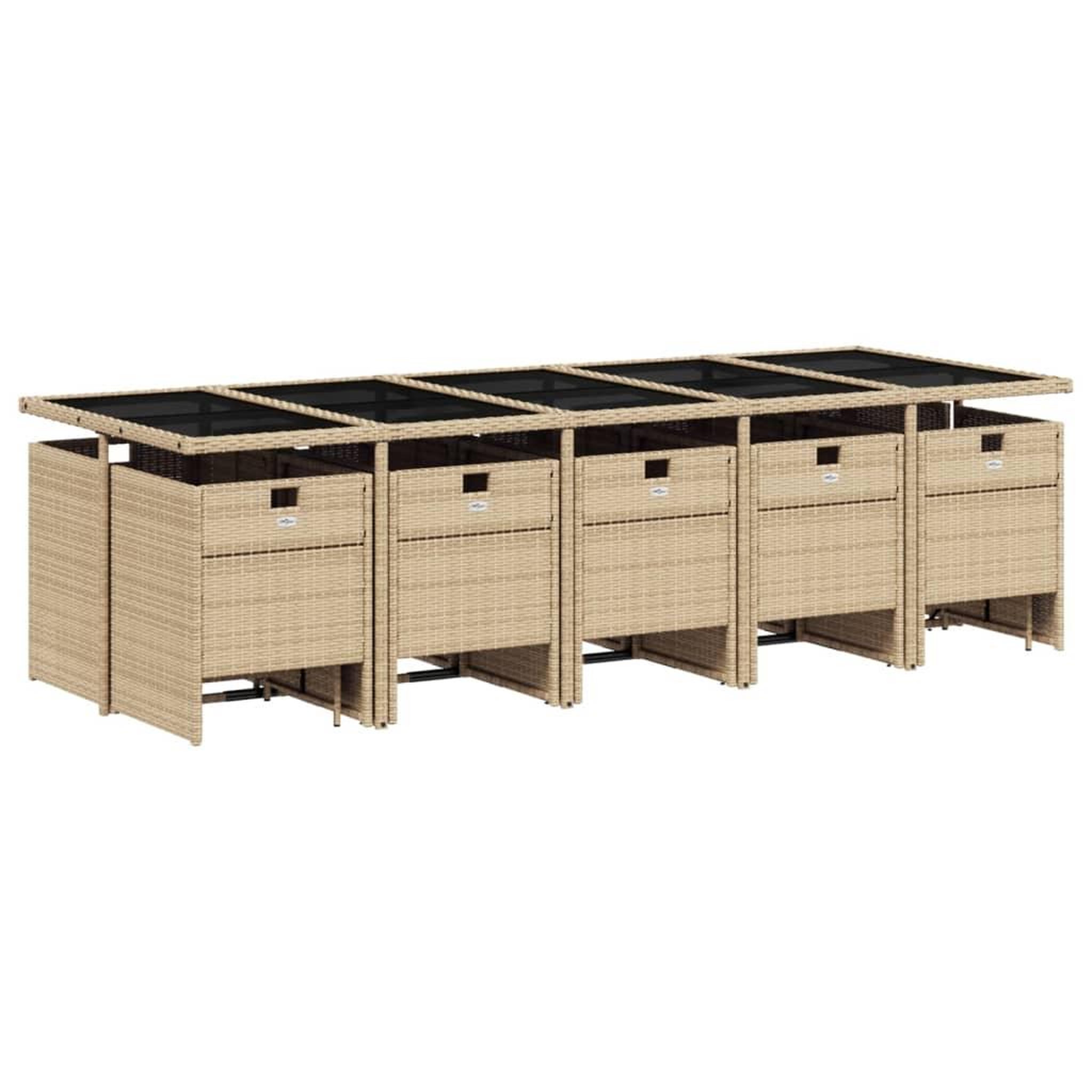 Voir la diapositive 3 : VIDAXL Ensemble a manger de jardin et coussins 15 pcs beige