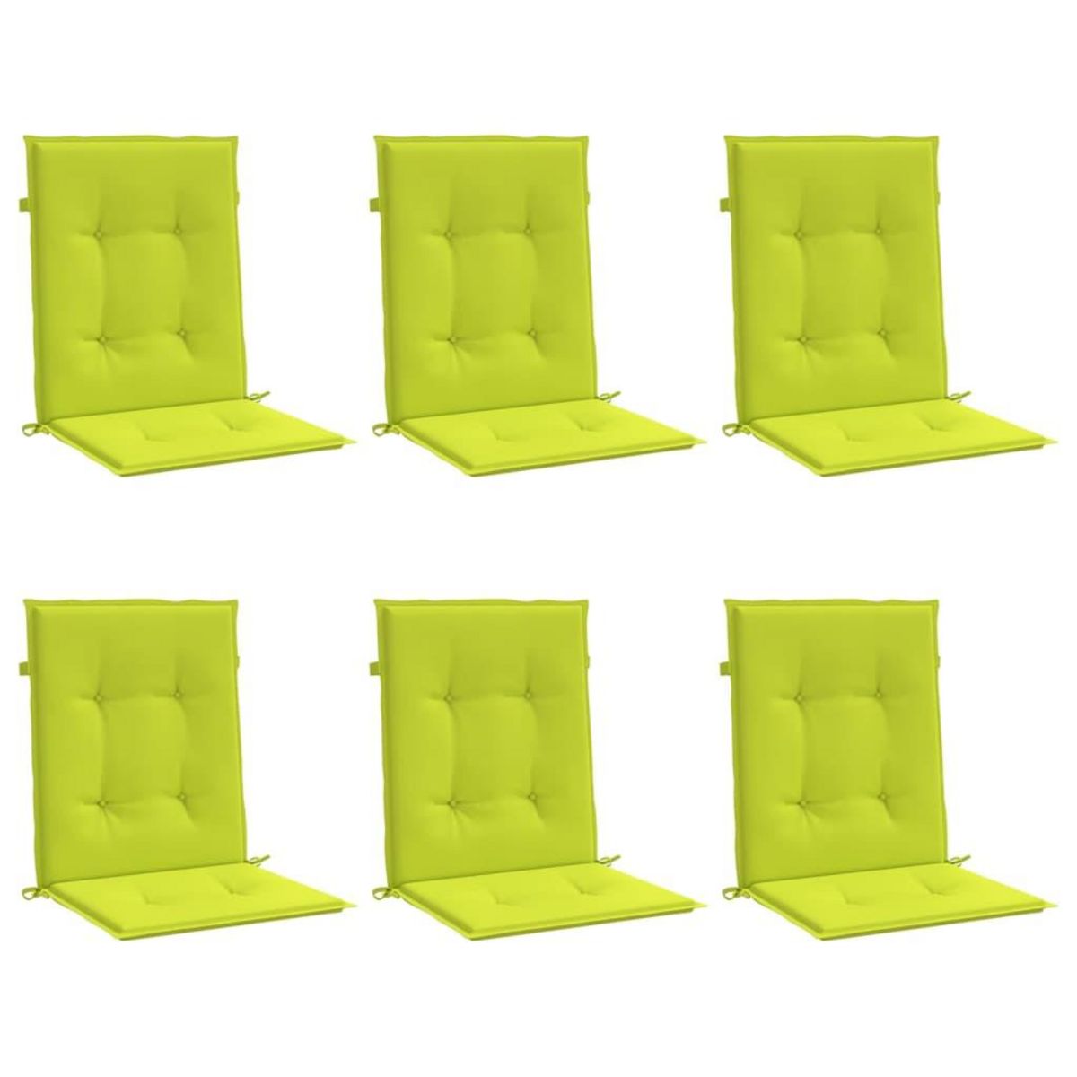 VIDAXL Coussins de chaise de jardin a dossier bas lot de 6 vert vif