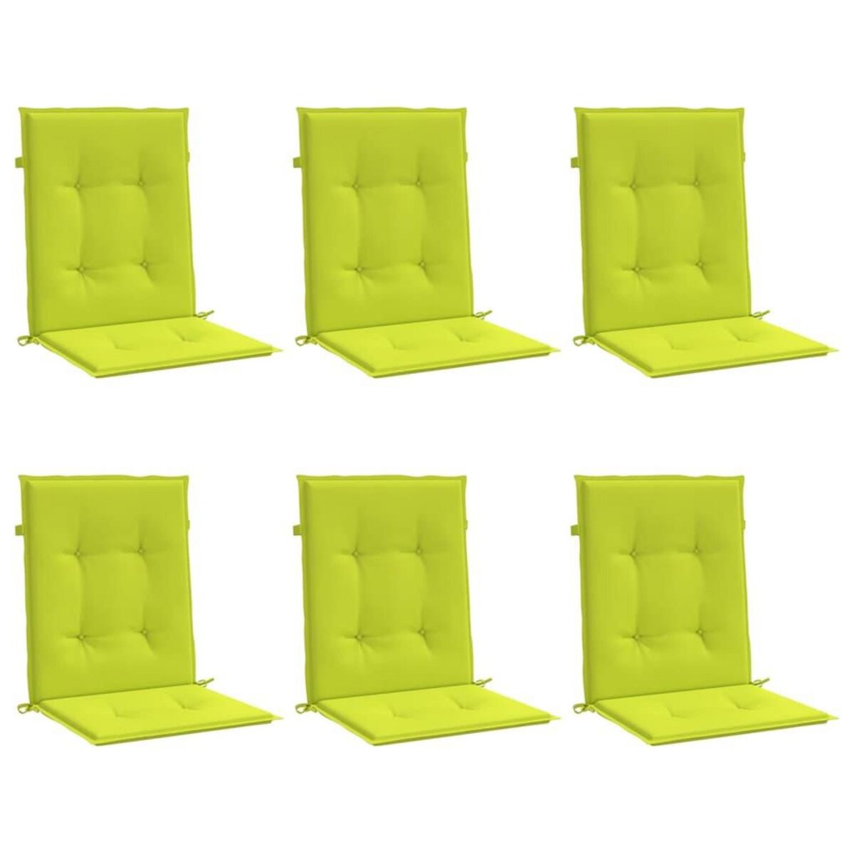 VIDAXL Coussins de chaise de jardin a dossier bas lot de 6 vert vif