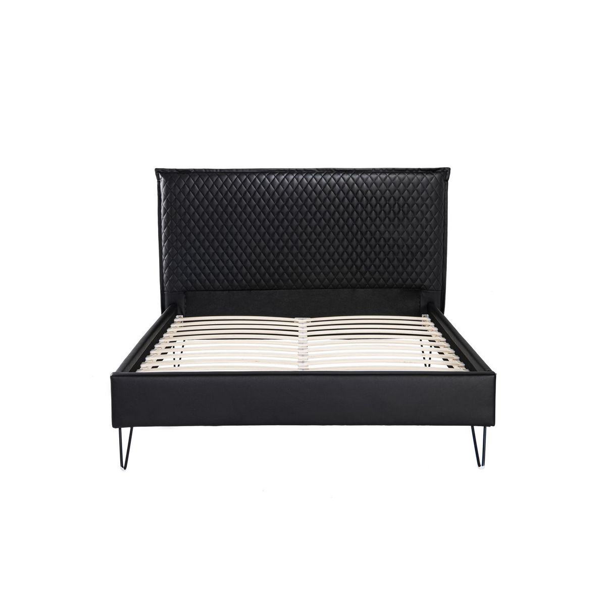 Lit double avec sommier et tête de lit effet matelassé 140x190cm ALBAN