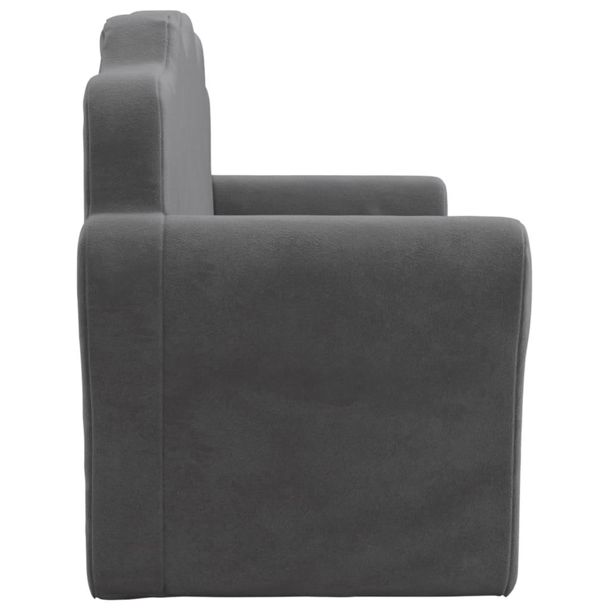 Voir la diapositive 5 : VIDAXL Canape-lit pour enfants 2 places anthracite peluche douce