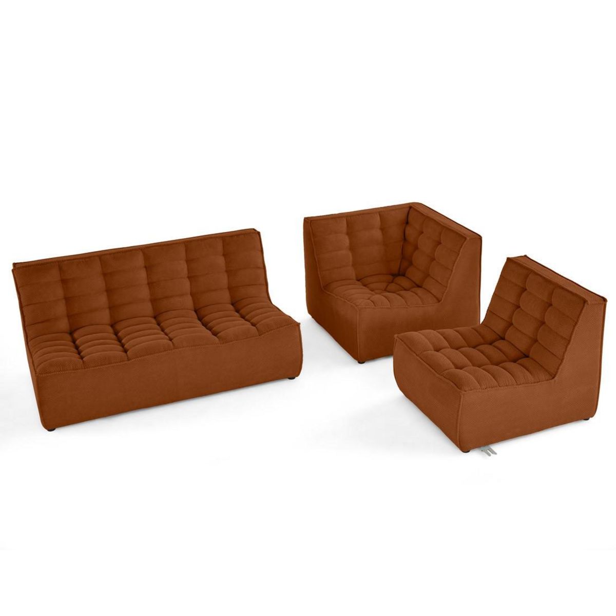 LISA DESIGN Ellie - canapé modulable d'angle réversible 4 places en velours texturé