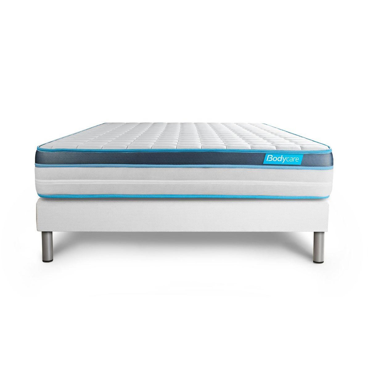 BODYCARE Ensemble 160x200 matelas BodyFit à mémoire de forme + sommier kit blanc