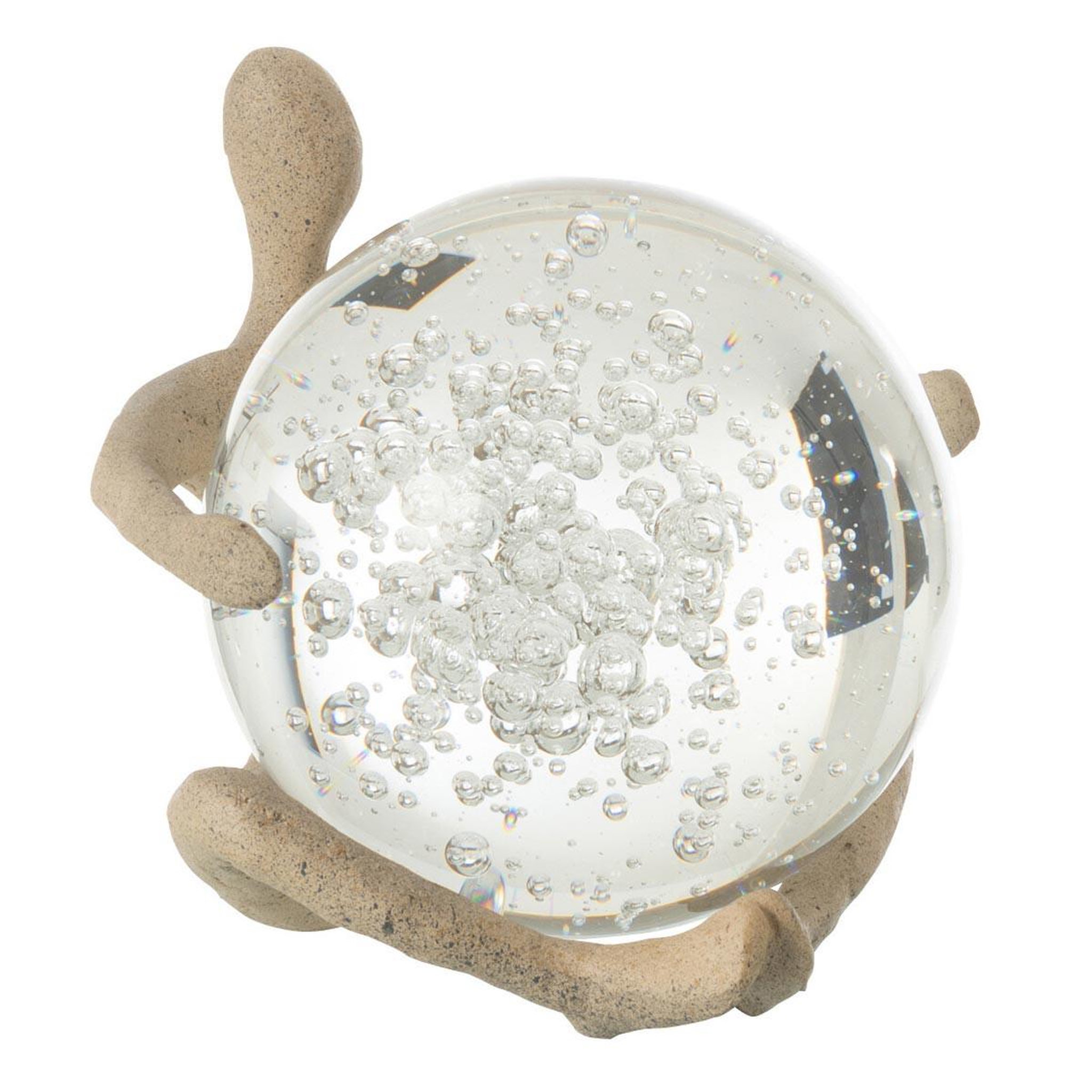 J-LINE Figurine boule cristal  shawn  13cm beige