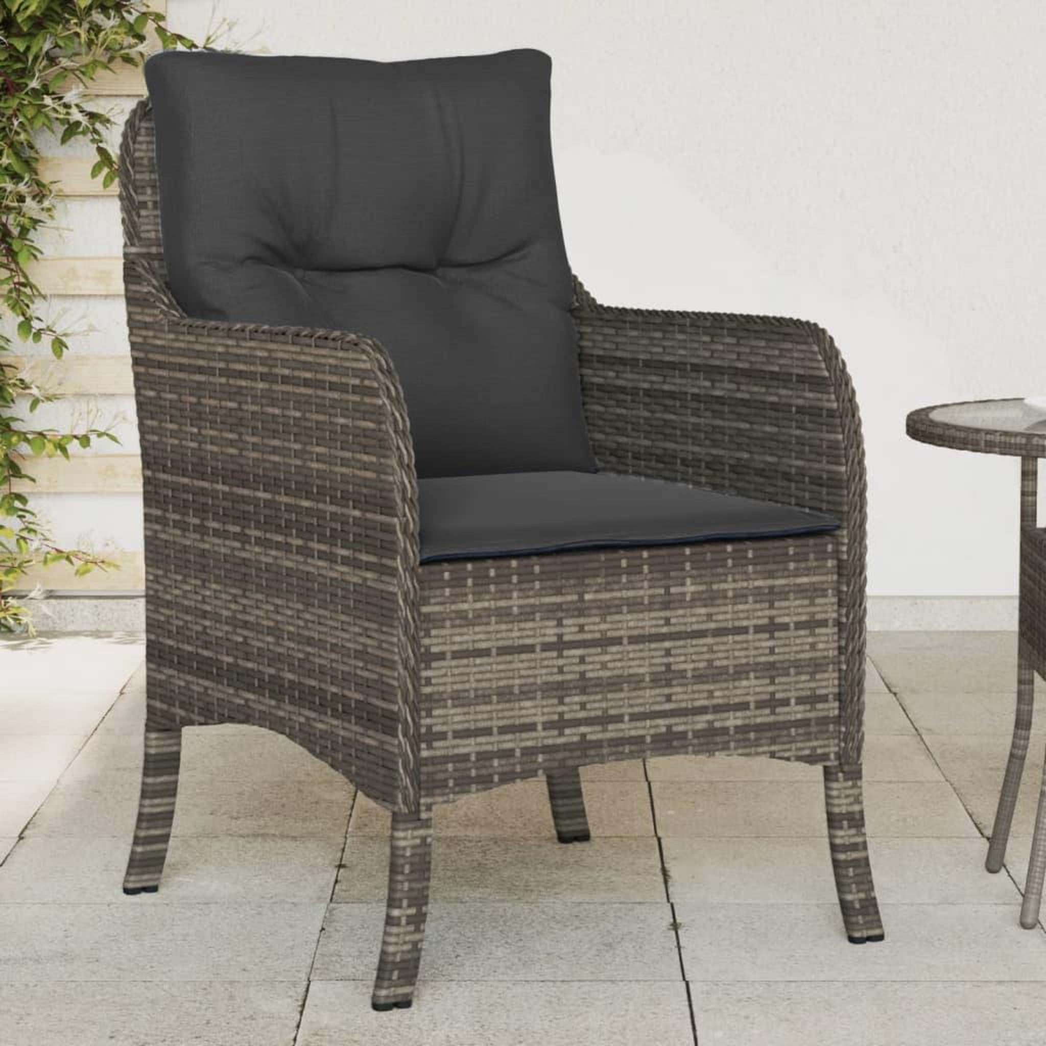 VIDAXL Chaises de jardin avec coussins lot de 2 gris resine tressee