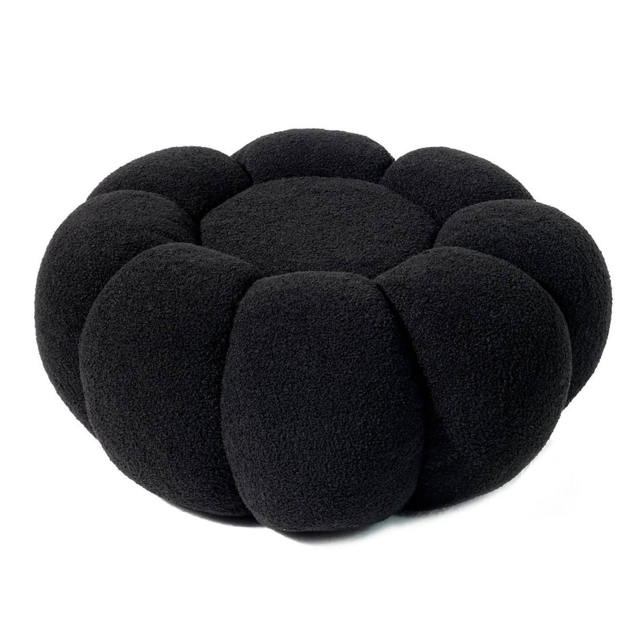Voir la diapositive 2 : Paris Prix Pouf design fleur  bouclette  61cm noir