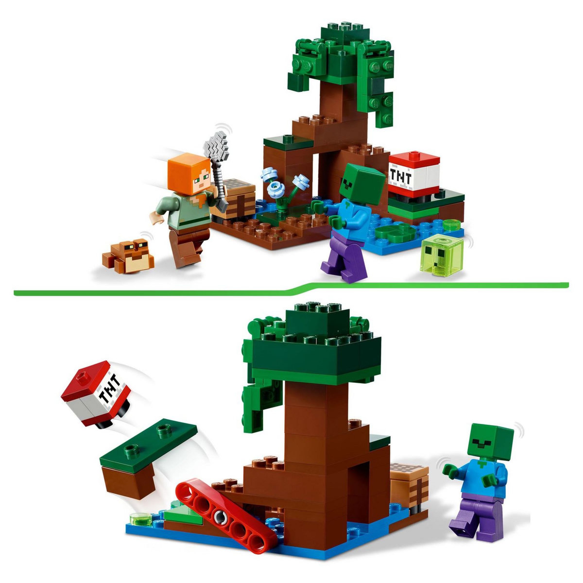 LEGO Minecraft 21240 Aventures dans le Marais, Jouet de Construction, avec Figurines Alex et Zombie dans le Biome