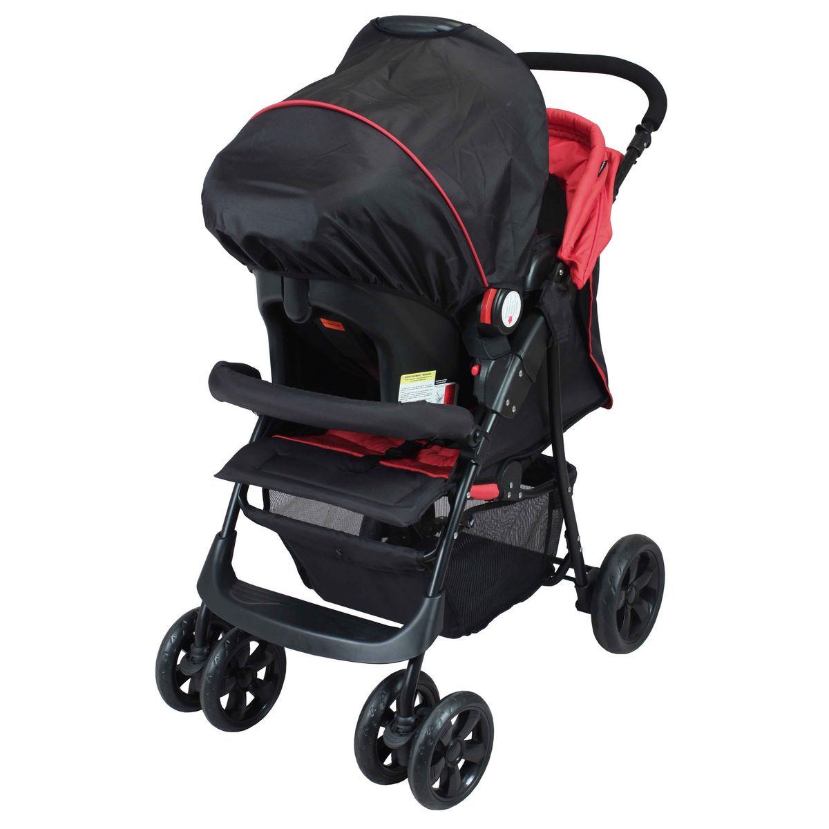 BAMBISOL Poussette combinée trio 4 roues noire et rouge