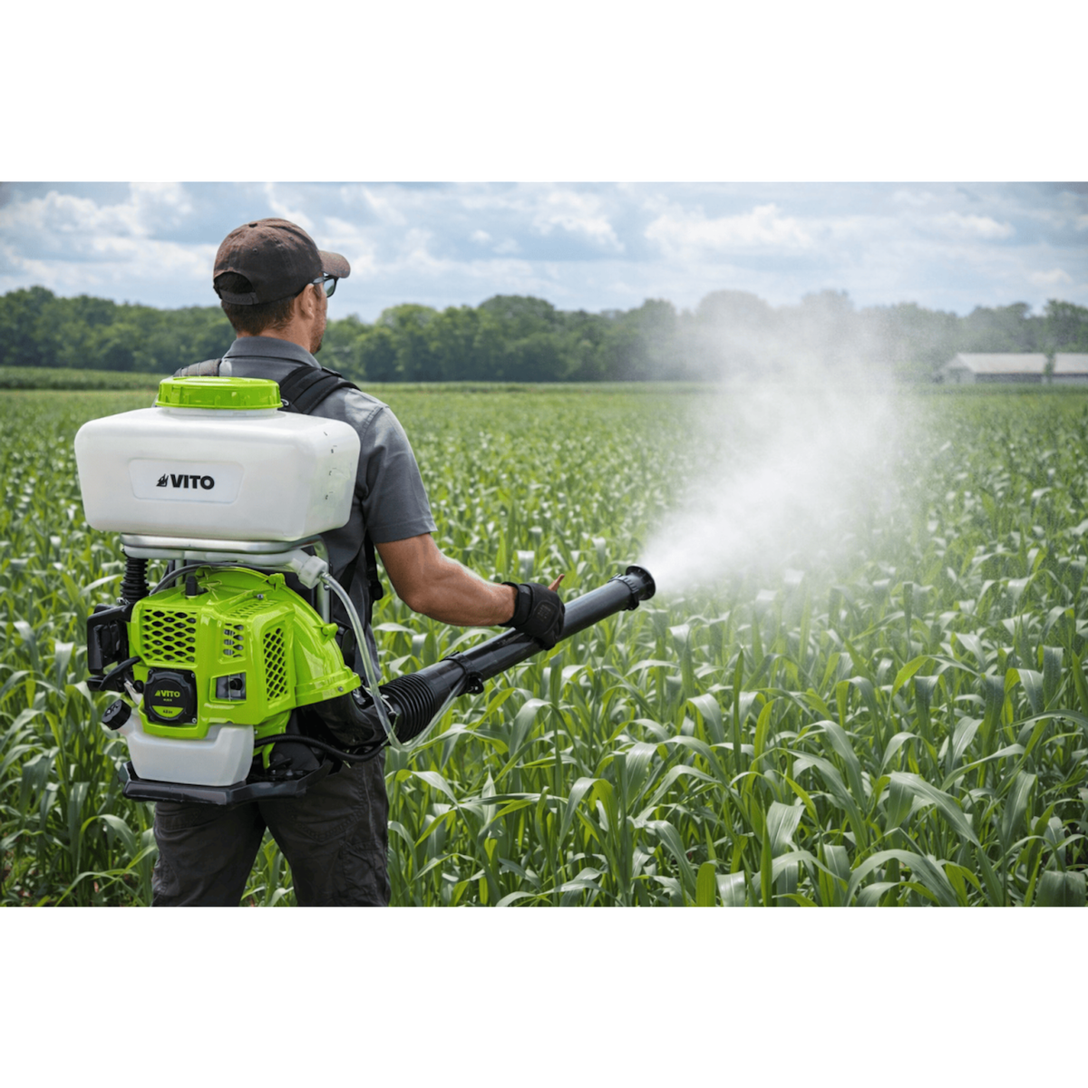 VITO Pulvérisateur Thermique Atomiseur 14L - 2T 43 CC - Pulvérisateur Poudres & Liquides Portée 12m - Jardinage, Agriculture VITO