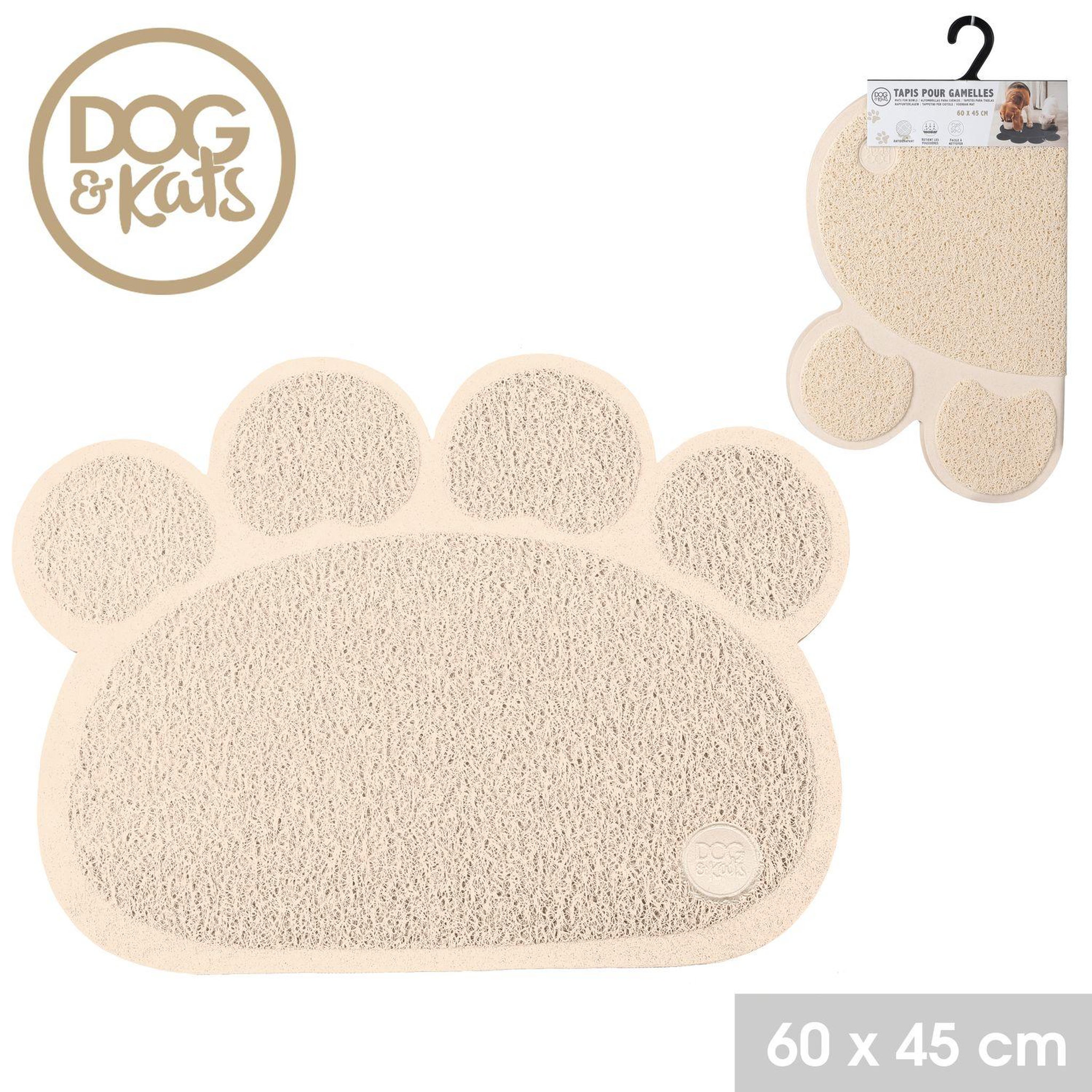 Voir la diapositive 2 : FORNORD Tapis de gamelle antidérapant en forme de patte maya - beige