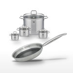 ELO Lot de 4 Faitouts en inox Elo Relief Solution avec Poêle 28 cm