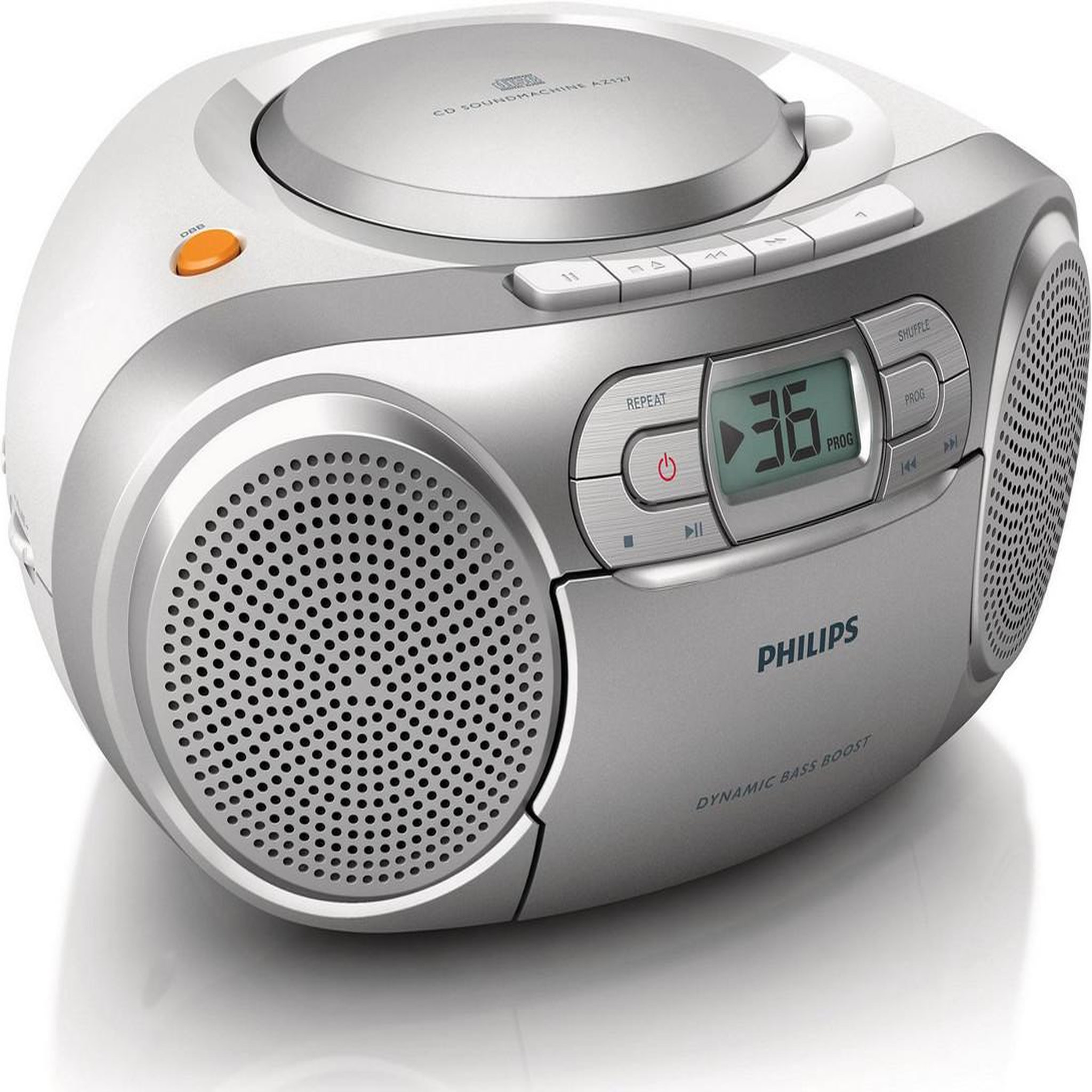 Voir la diapositive 2 : Philips Radio cassette cd portable silver - az127/12