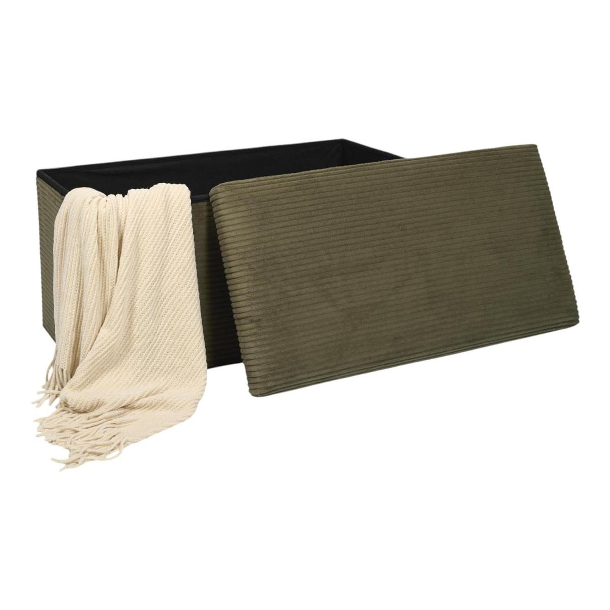 Voir la diapositive 3 : The Home Deco Factory Banc coffre pliable côtelé  scott  76cm vert