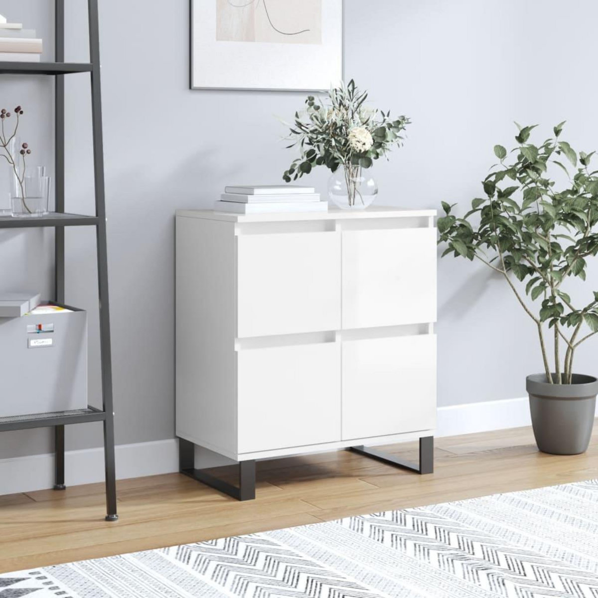 VIDAXL Buffet Blanc brillant 60x35x70 cm Bois d'ingenierie