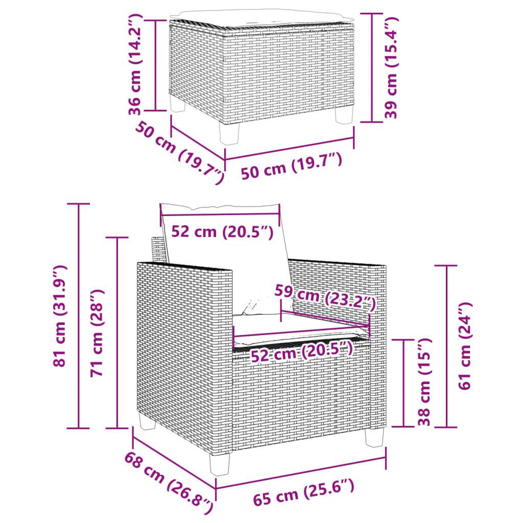 Voir la diapositive 6 : VIDAXL Ensemble de bistro 3 pcs et coussins gris clair resine tressee