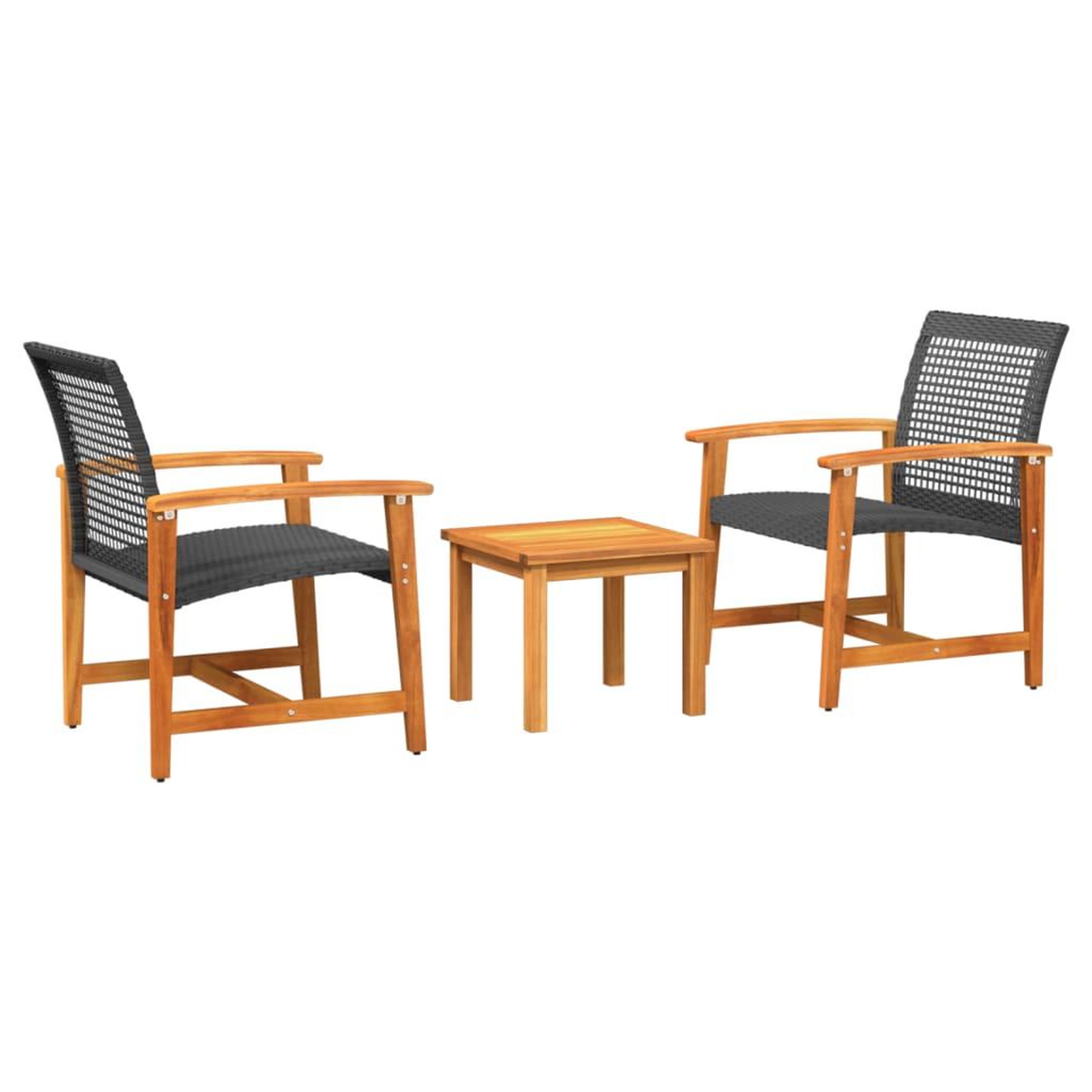 Voir la diapositive 2 : VIDAXL Ensemble de bistro 3 pcs noir resine tressee et bois d'acacia