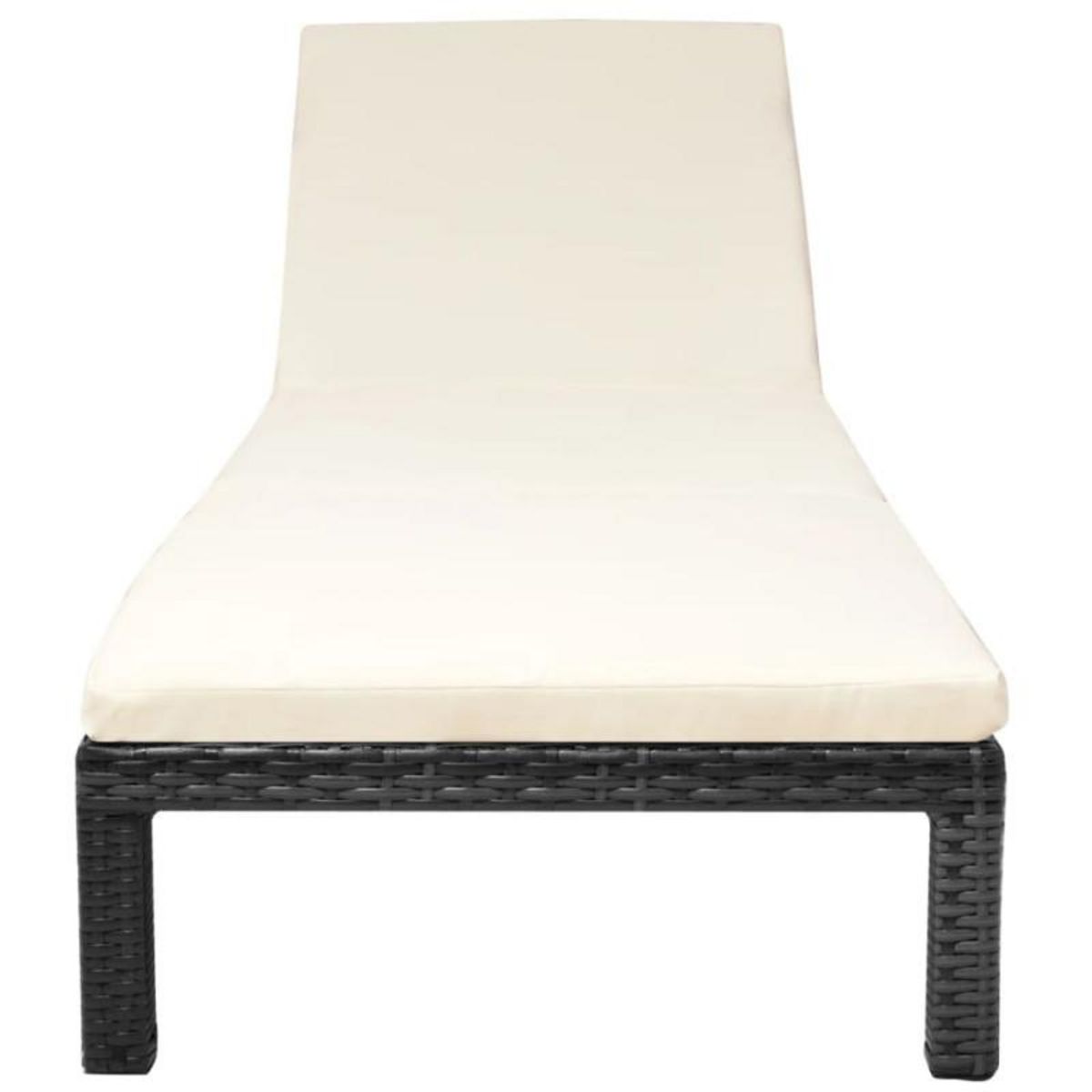 VIDAXL Chaise longue avec coussin Résine tressée Noir